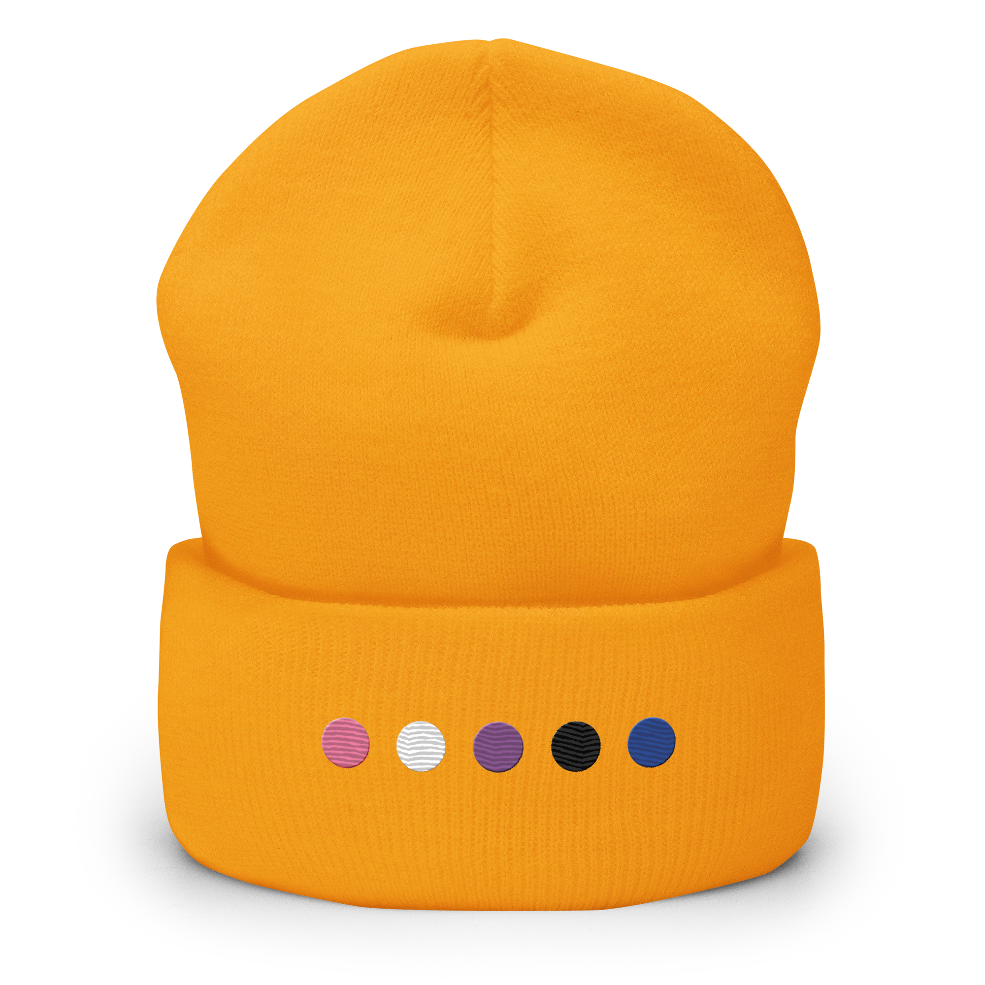 Embroidered Genderfluid Beanie: Pride Flag Horizontal Circle Design
