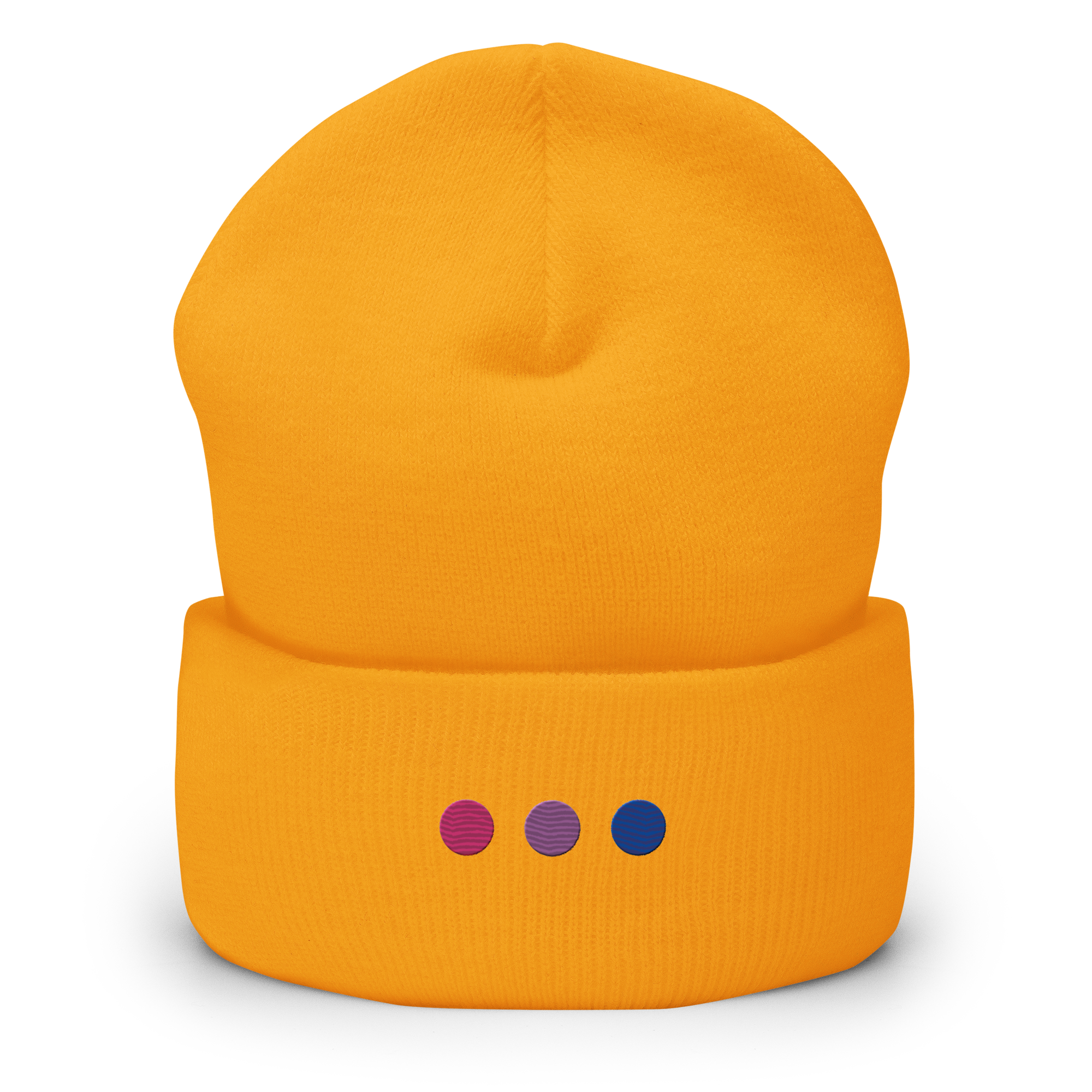 Embroidered Bisexual Beanie: Pride Flag Horizontal Circle Design
