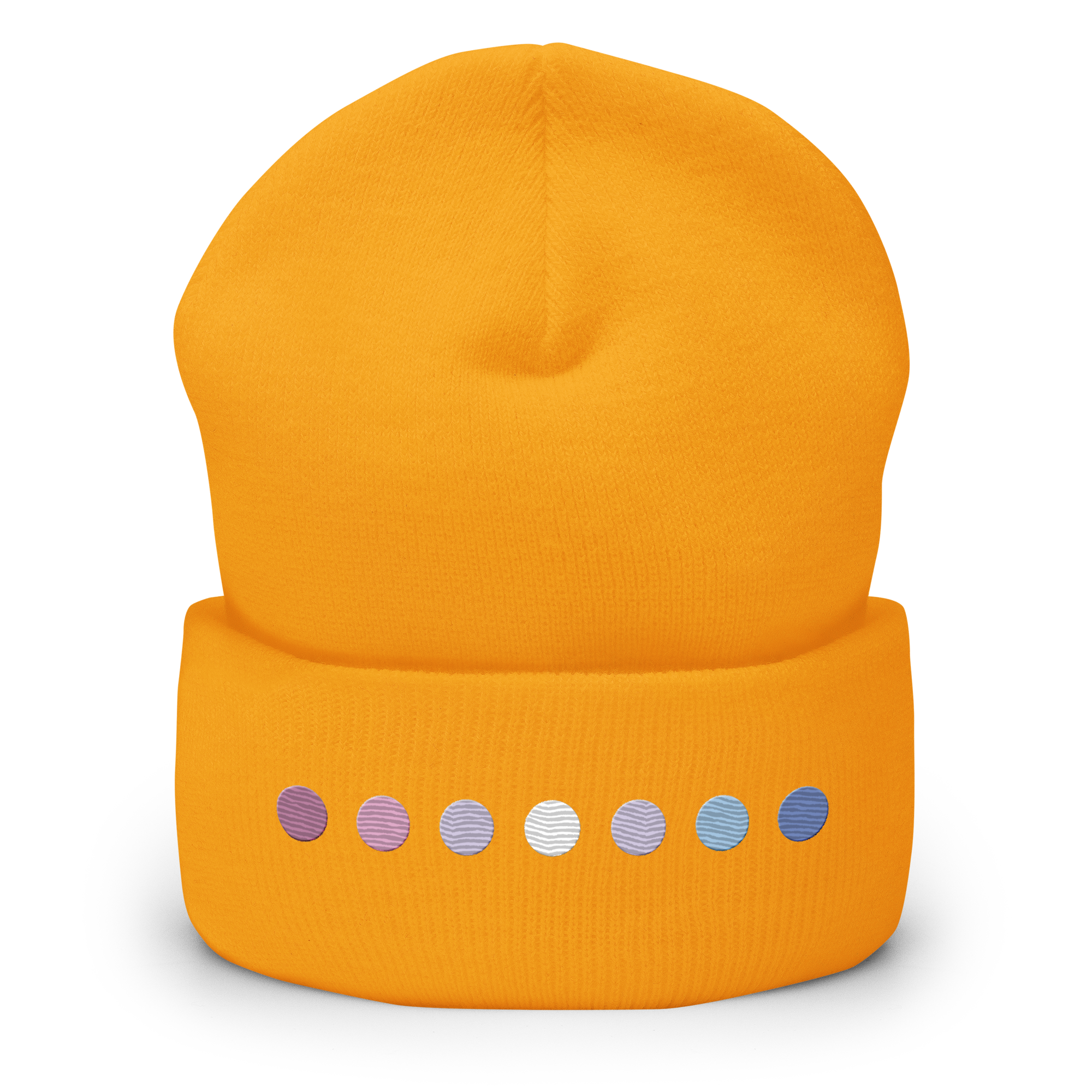 Embroidered Bigender Beanie: Pride Flag Horizontal Circle Design