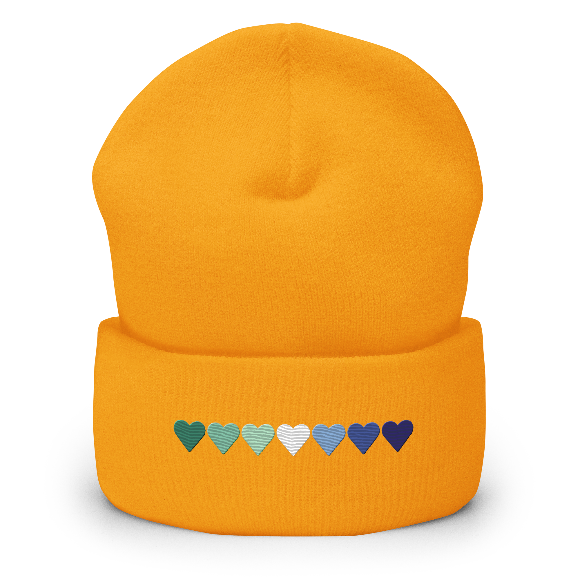 Embroidered Gay Pride Beanie: Pride Flag Horizontal Heart Design