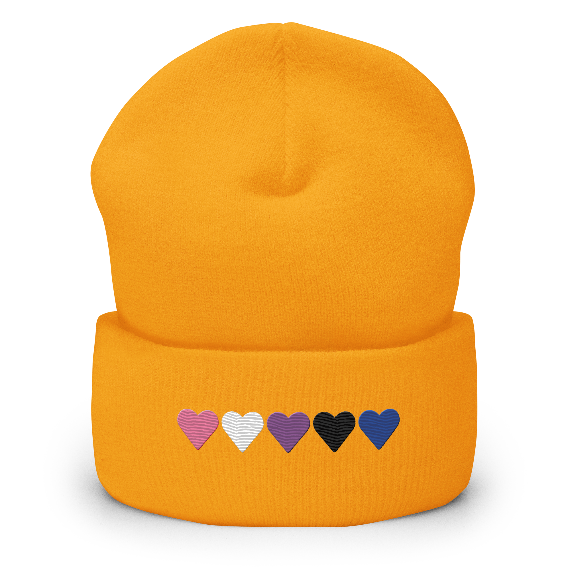 Embroidered Genderfluid Beanie: Pride Flag Horizontal Heart Design