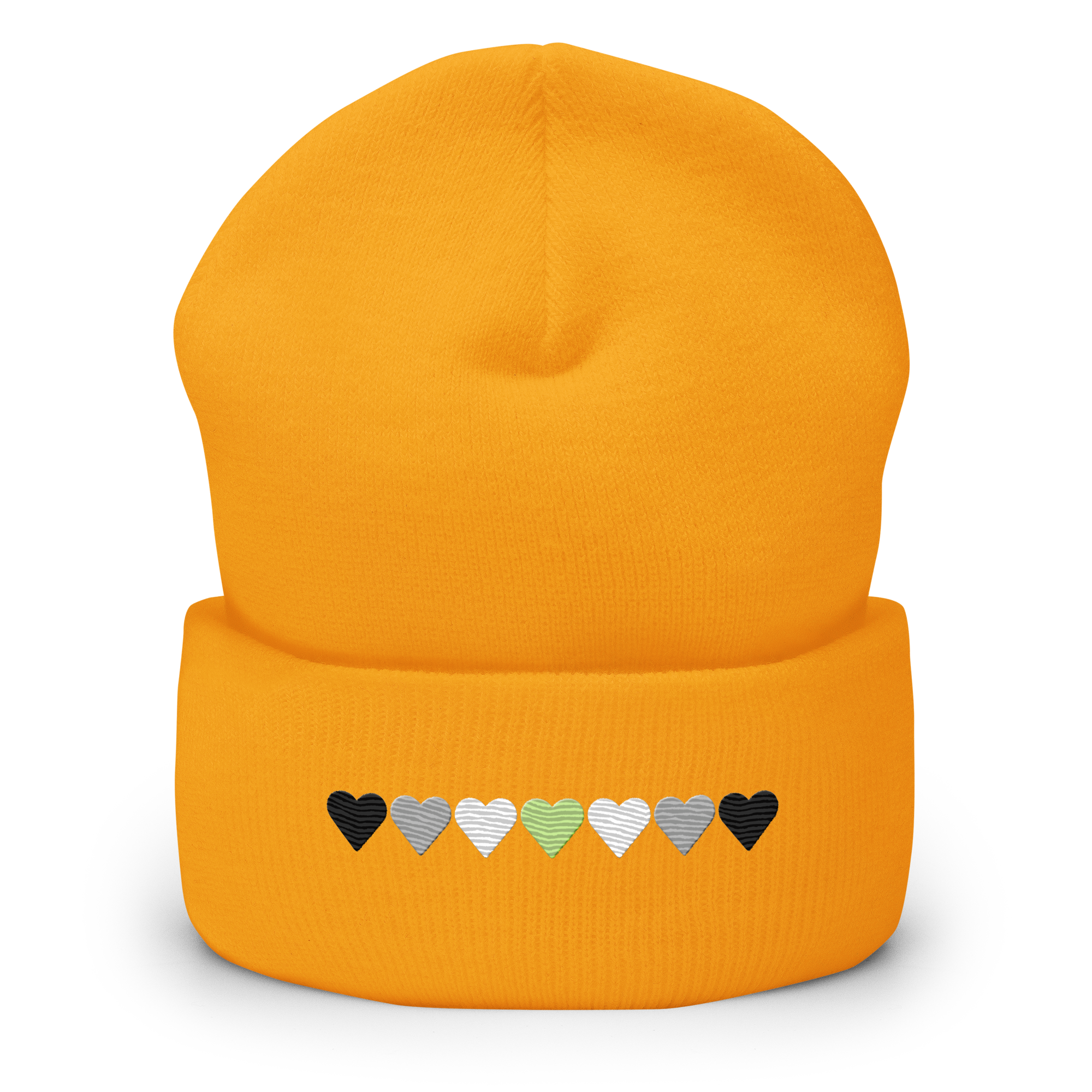 Embroidered Agender Beanie: Pride Flag Horizontal Heart Design