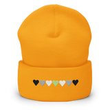 Embroidered Agender Beanie: Pride Flag Horizontal Heart Design