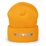 Embroidered Bigender Beanie: Pride Flag Horizontal Heart Design