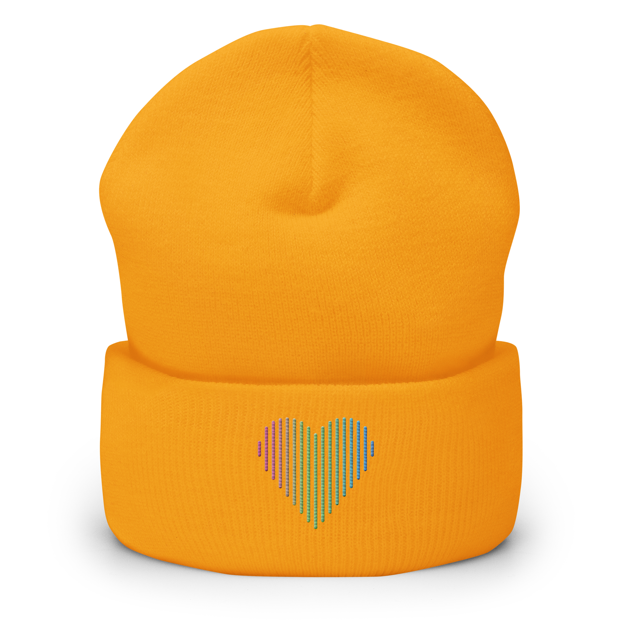 Polysexual Heart Lines Beanie: Embroidered Pride Gradient Hat