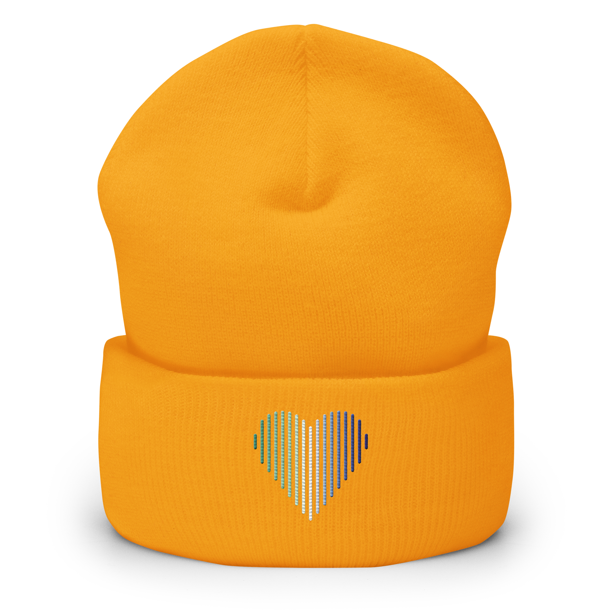 Gay Pride Heart Lines Beanie: Embroidered Pride Gradient Hat