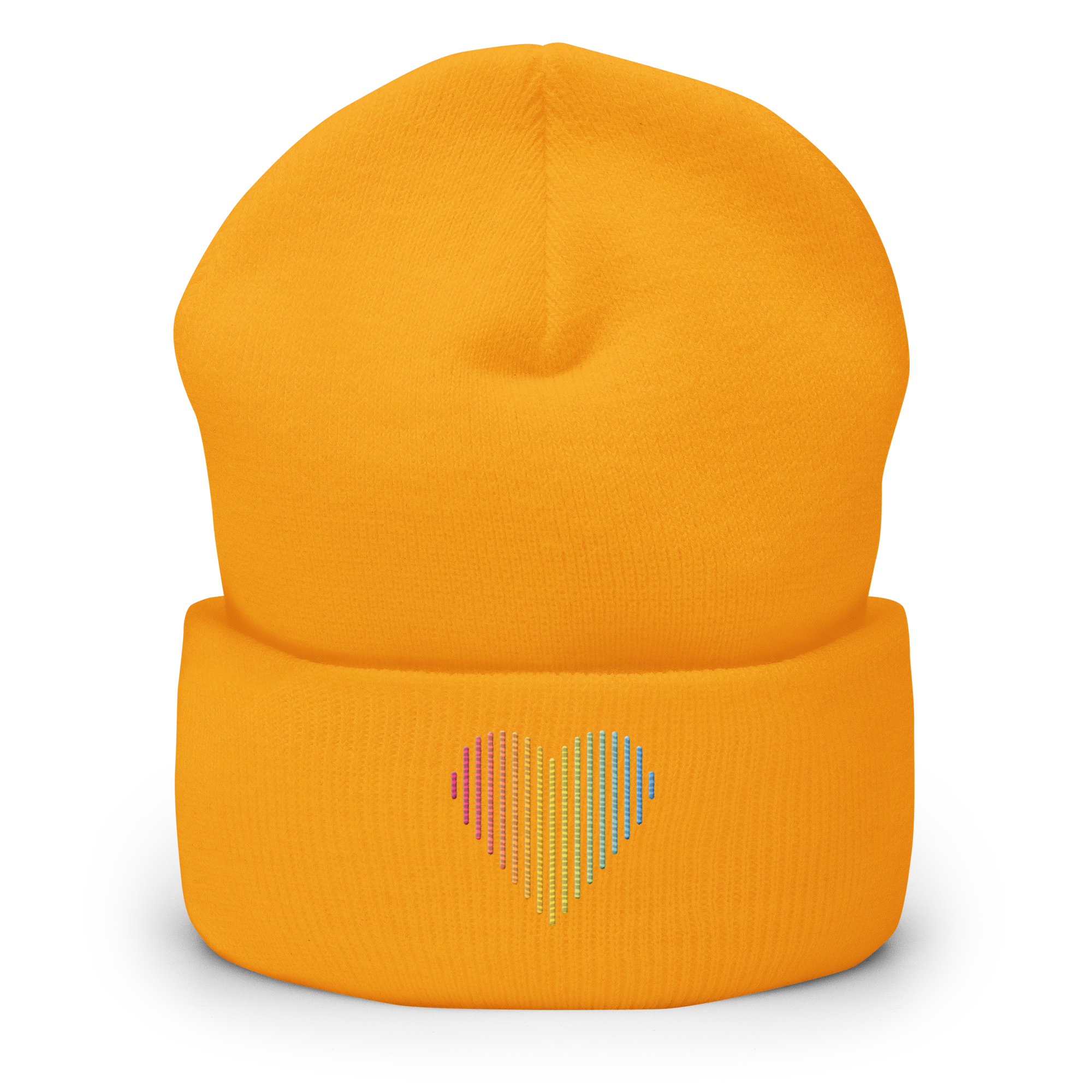 Pansexual Heart Lines Beanie: Embroidered Pride Gradient Hat