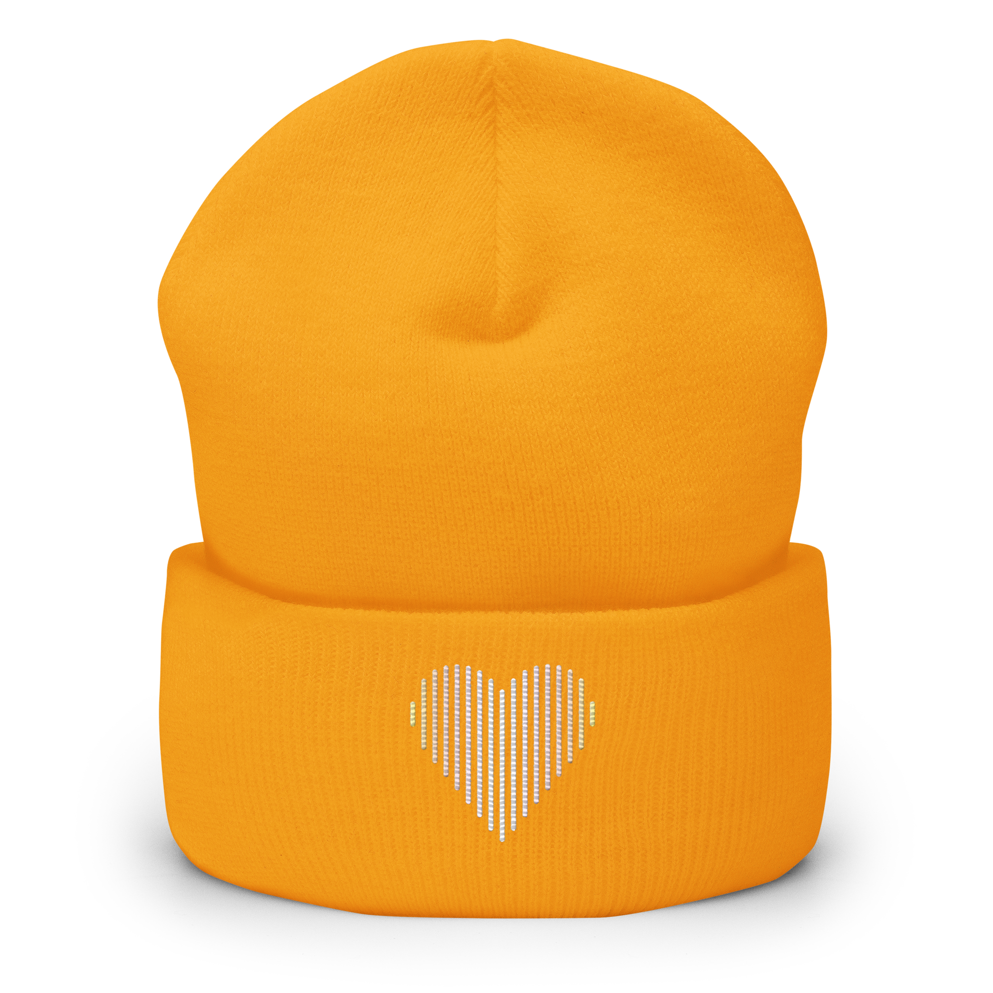 Pangender Heart Lines Beanie: Embroidered Pride Gradient Hat