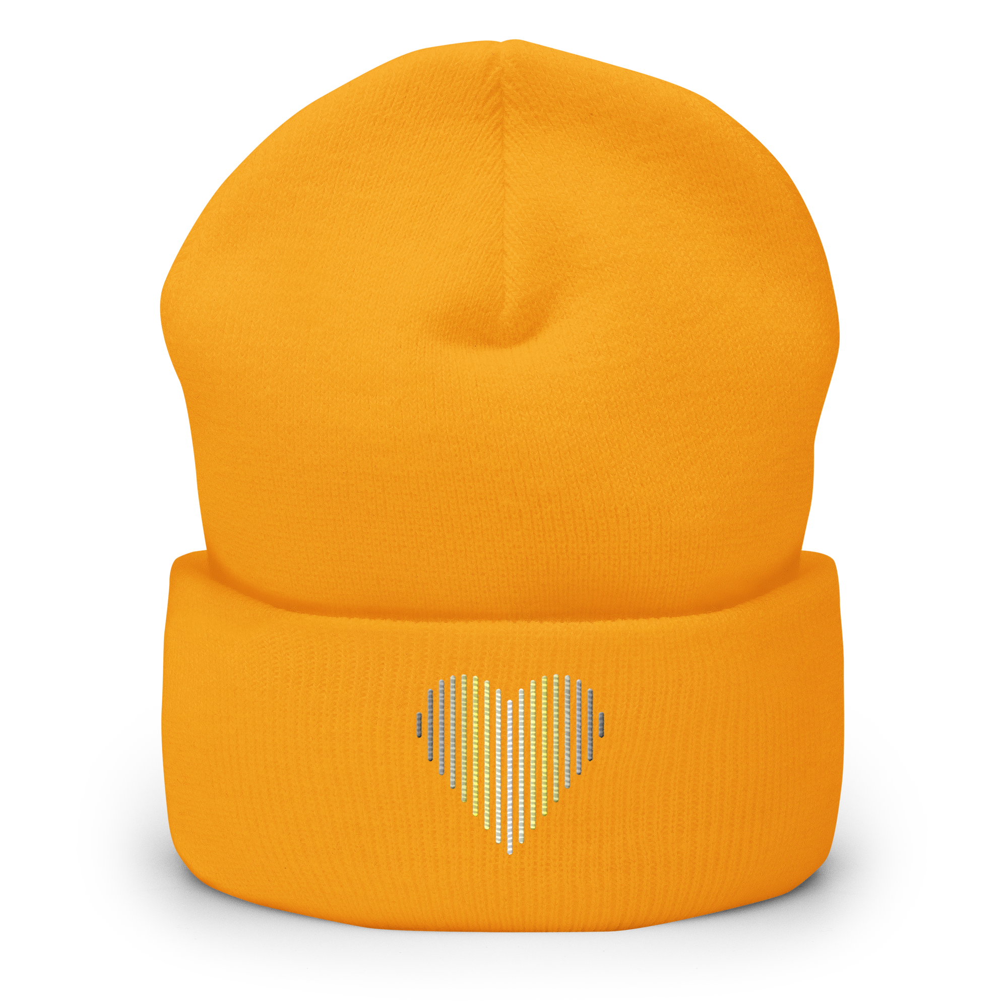 Demigender Heart Lines Beanie: Embroidered Pride Gradient Hat