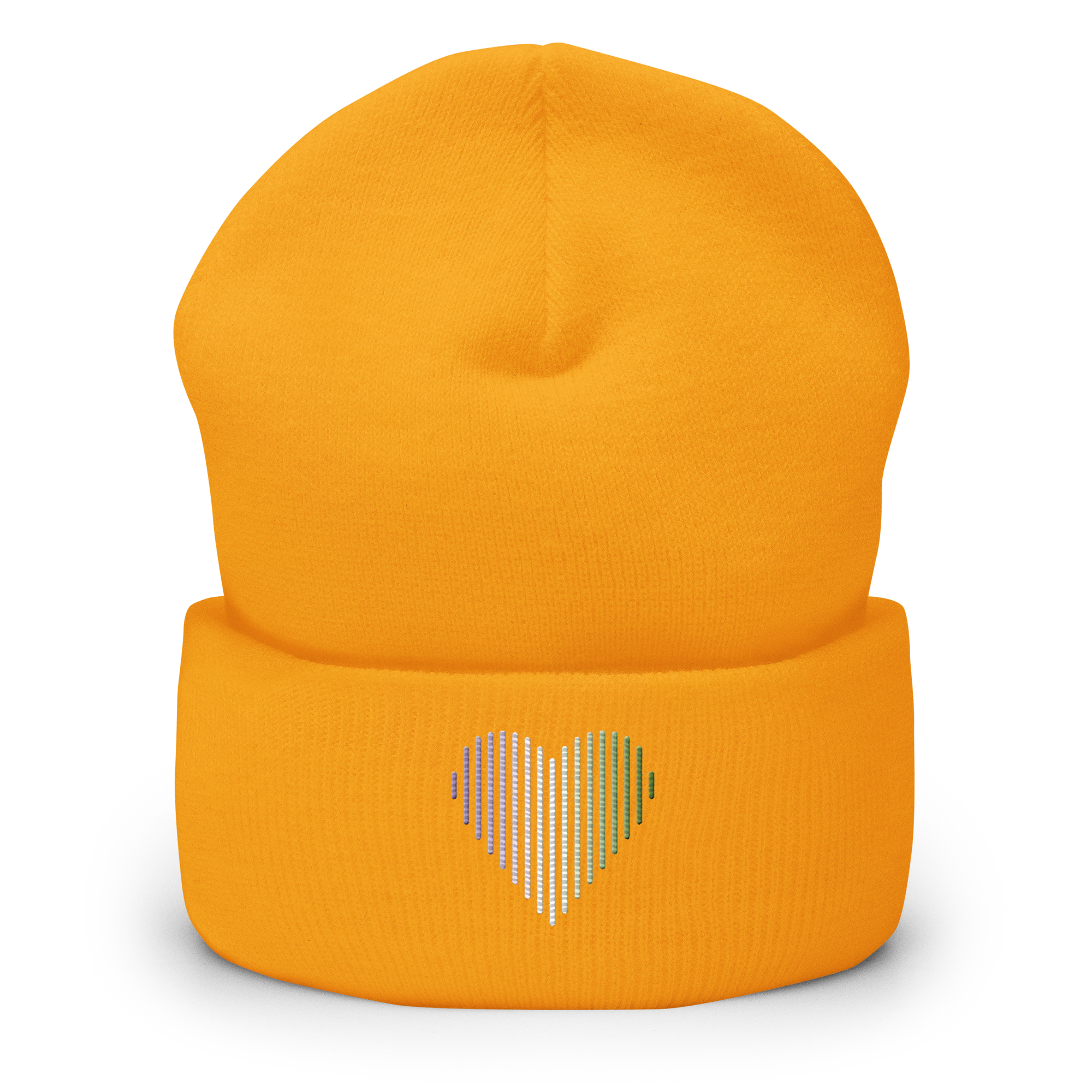 Genderqueer Heart Lines Beanie: Embroidered Pride Gradient Hat
