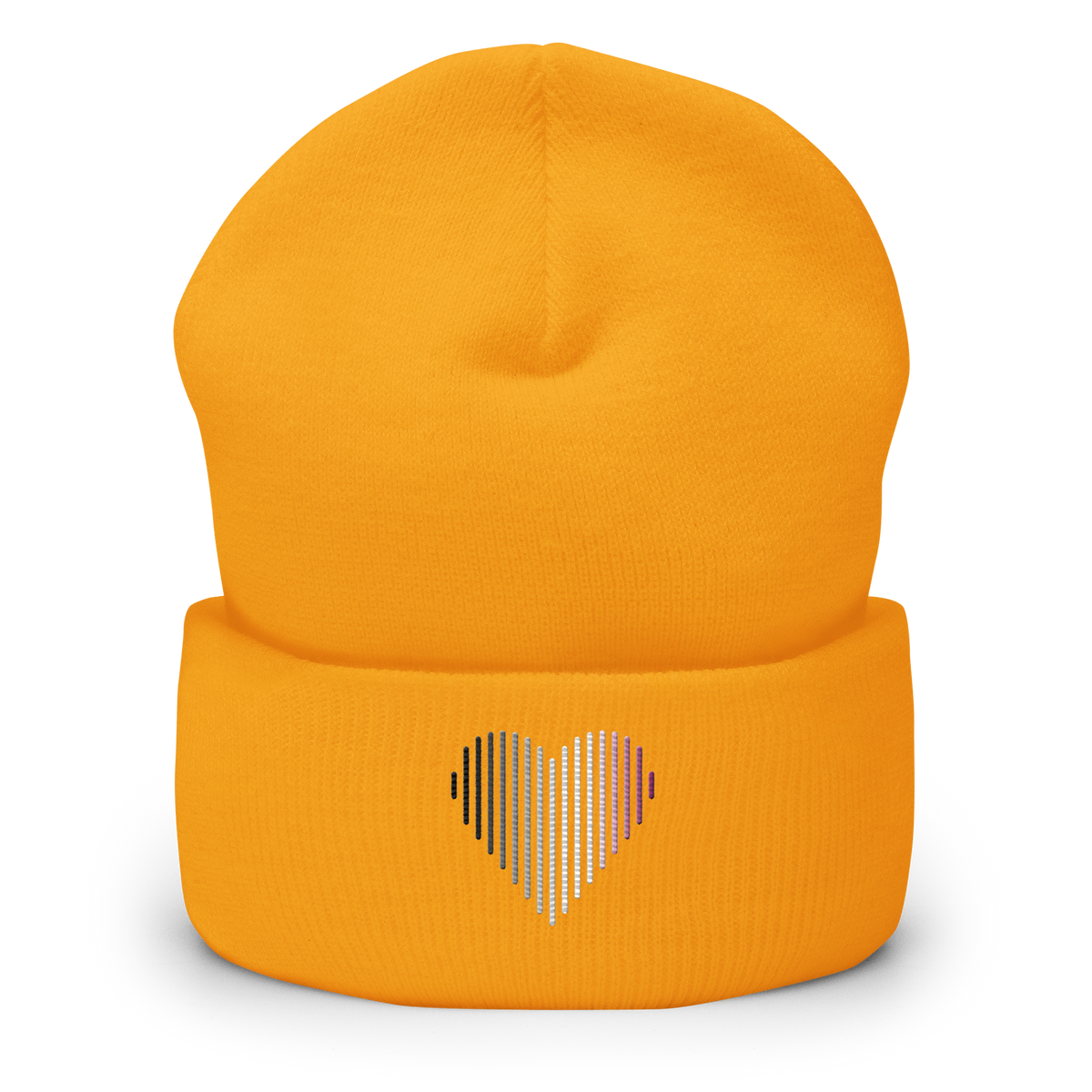 Asexual Heart Lines Beanie: Embroidered Pride Gradient Hat