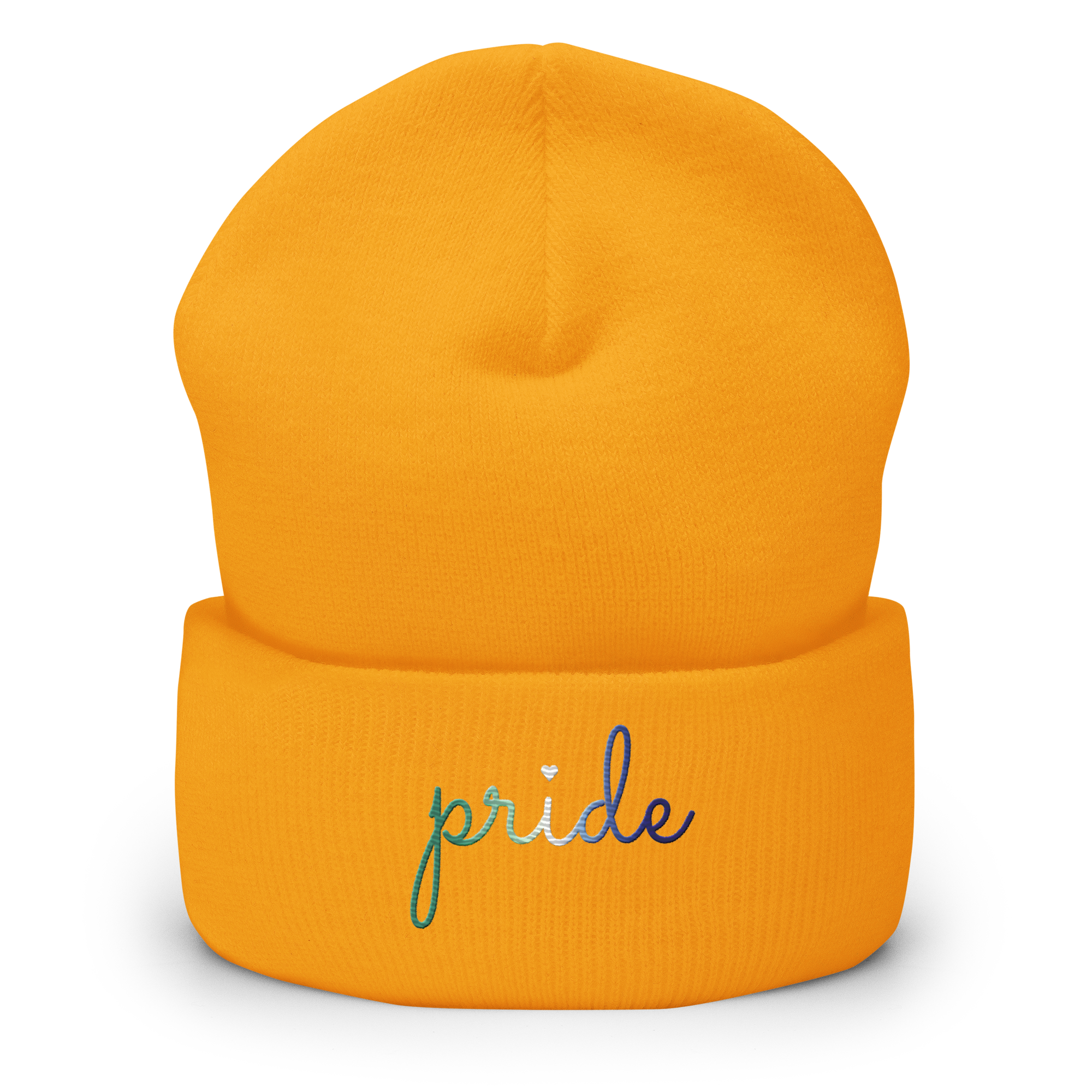 Gay Pride Beanie: Cursive 'Pride' in Gradient Colors
