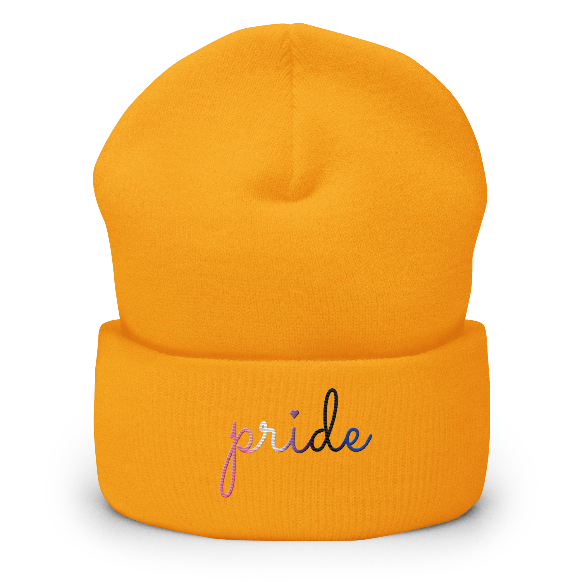Genderfluid Pride Beanie: Cursive 'Pride' in Gradient Colors