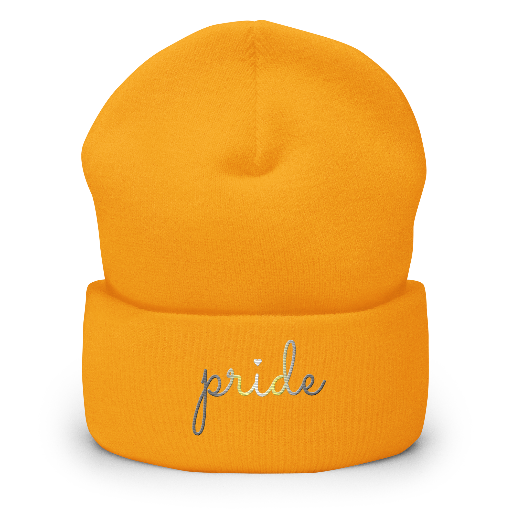 Demigender Pride Beanie: Cursive 'Pride' in Gradient Colors