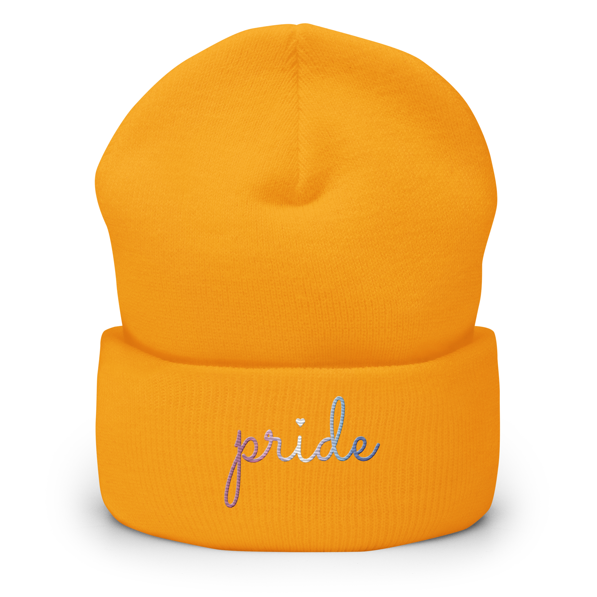 Bigender Pride Beanie: Cursive 'Pride' in Gradient Colors