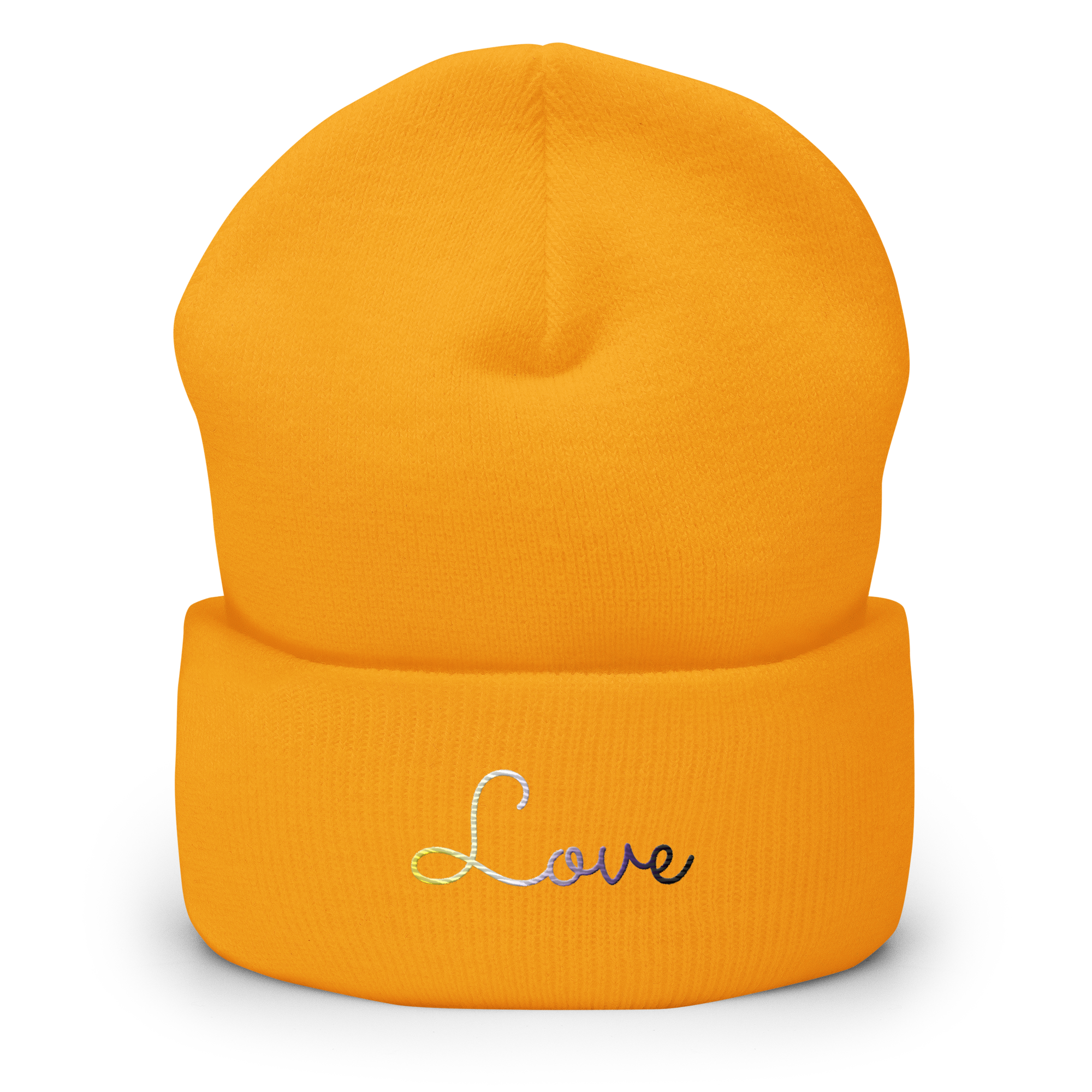 Nonbinary Love Script Beanie: Ellegantly Embroidered Pride Hat