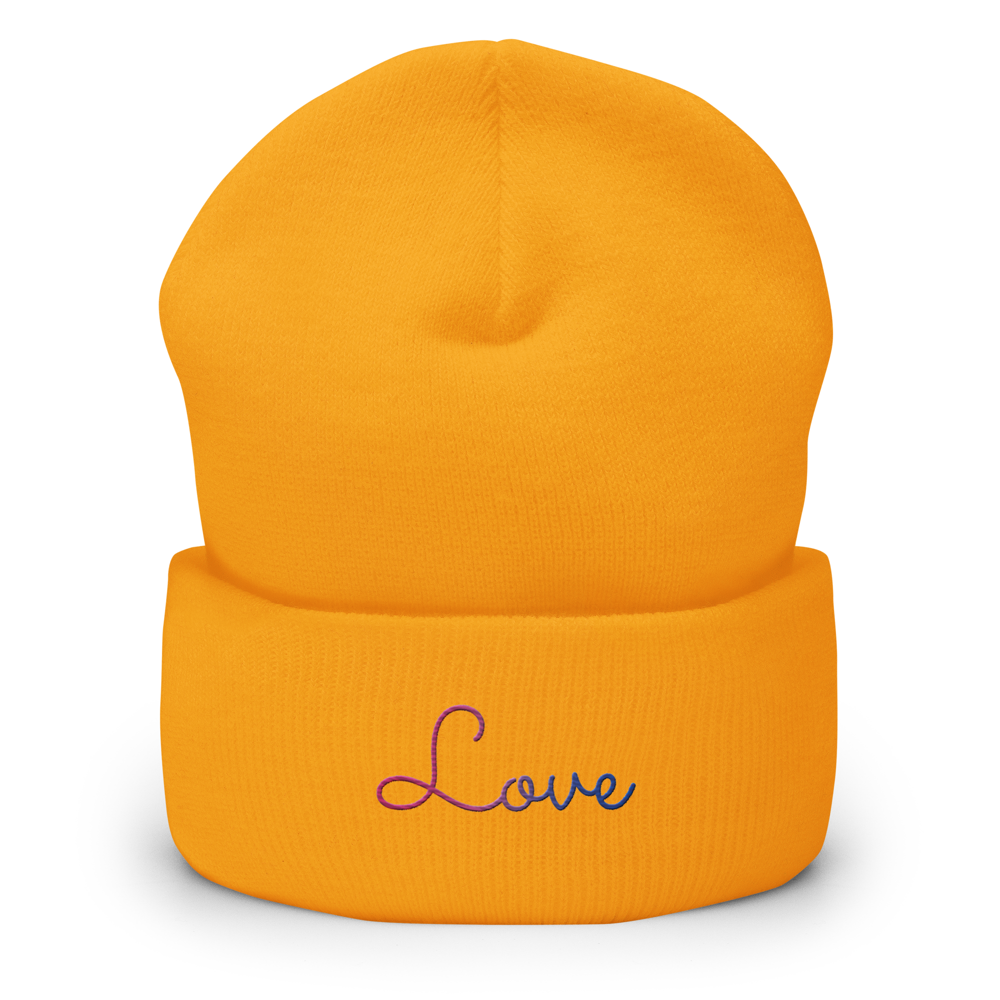 Bisexual Love Script Beanie: Ellegantly Embroidered Pride Hat