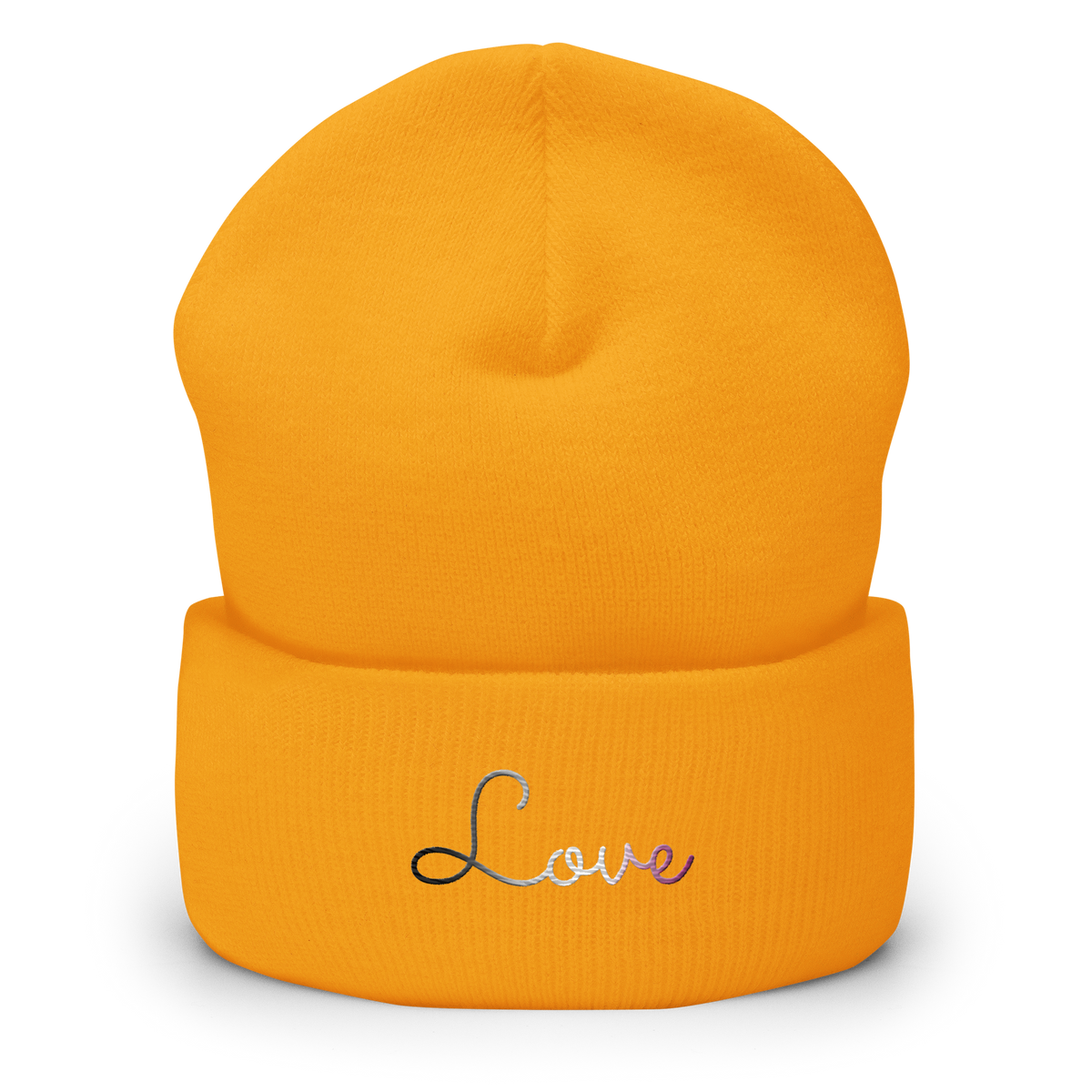 Asexual Love Script Beanie: Ellegantly Embroidered Pride Hat