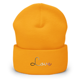 Asexual Love Script Beanie: Ellegantly Embroidered Pride Hat