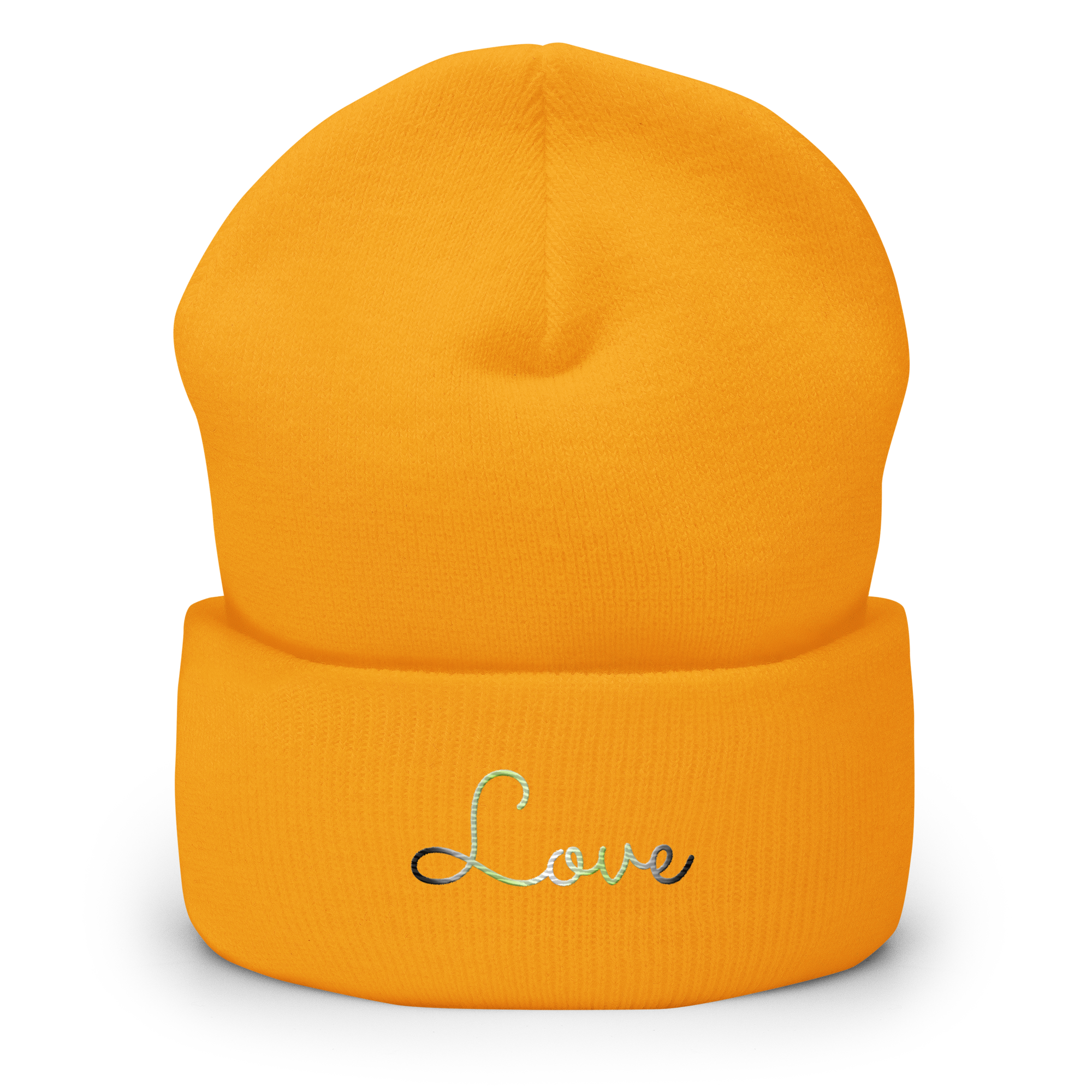 Agender Love Script Beanie: Ellegantly Embroidered Pride Hat