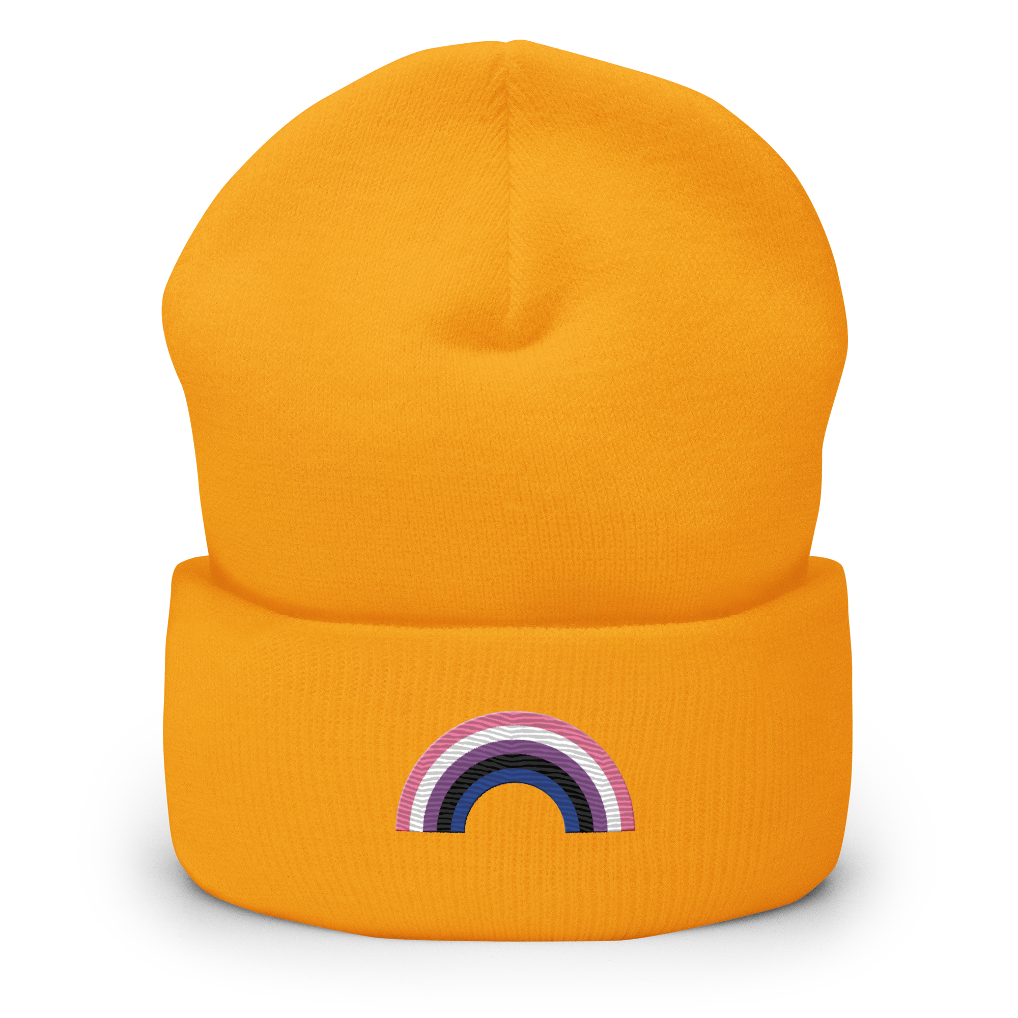Embroidered Genderfluid Rainbow Beanie: Pride Flag LGBTQ+ Design