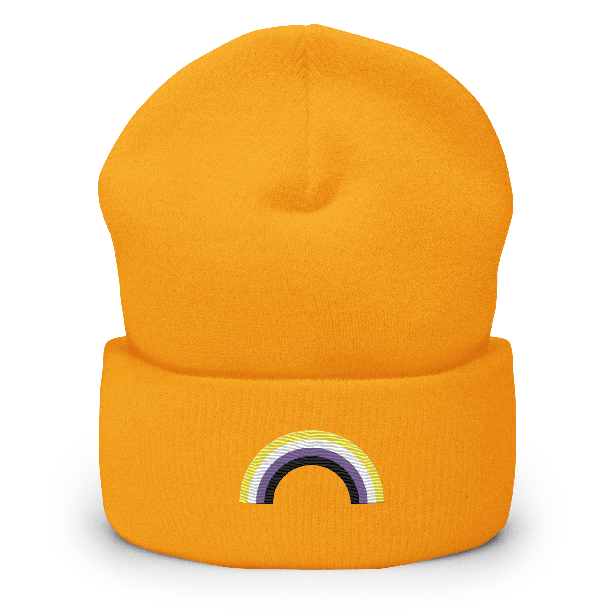 Embroidered Nonbinary Rainbow Beanie: Pride Flag LGBTQ+ Design