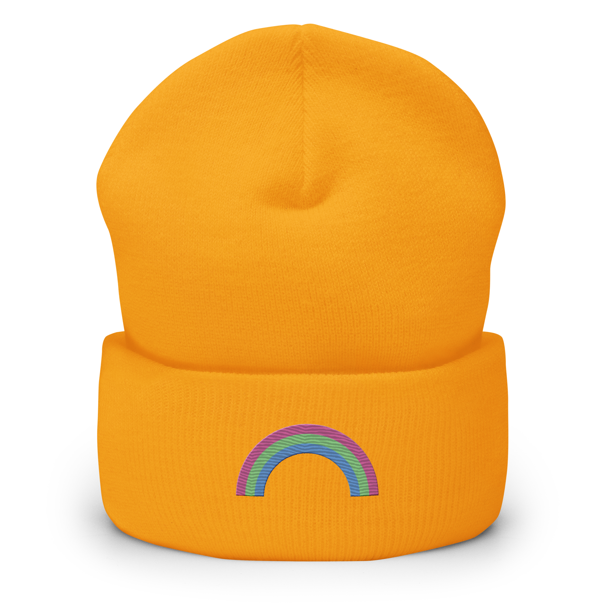 Embroidered Polysexual Rainbow Beanie: Pride Flag LGBTQ+ Design