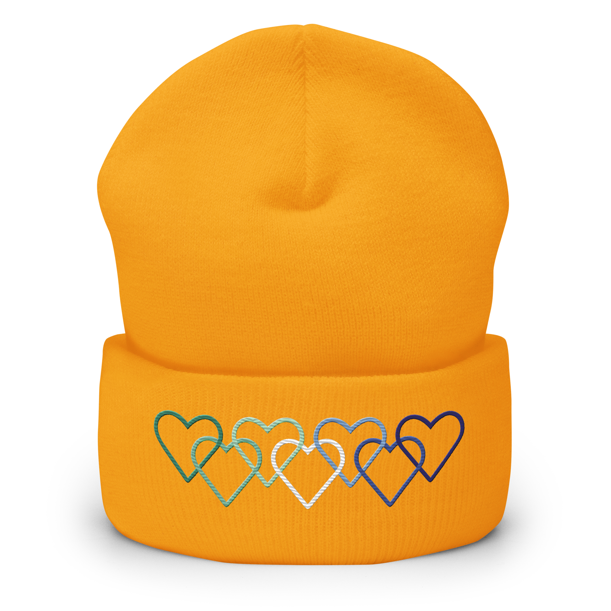Gay Pride Beanie: Interlaced Heart Outlines Embroidered Hat