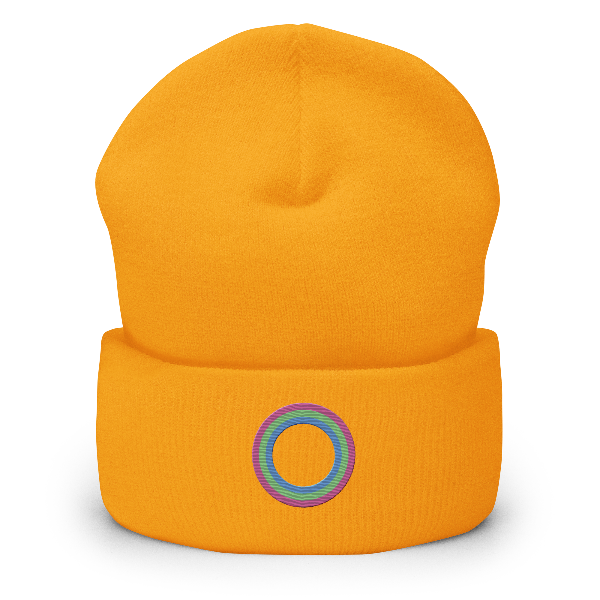 Embroidered Beanie: Polysexual Pride Ring Emblem Design