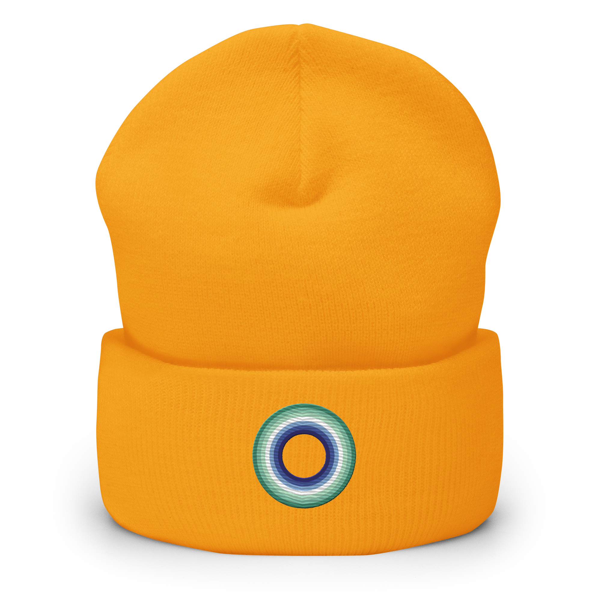 Embroidered Beanie: Gay Pride Ring Emblem Design
