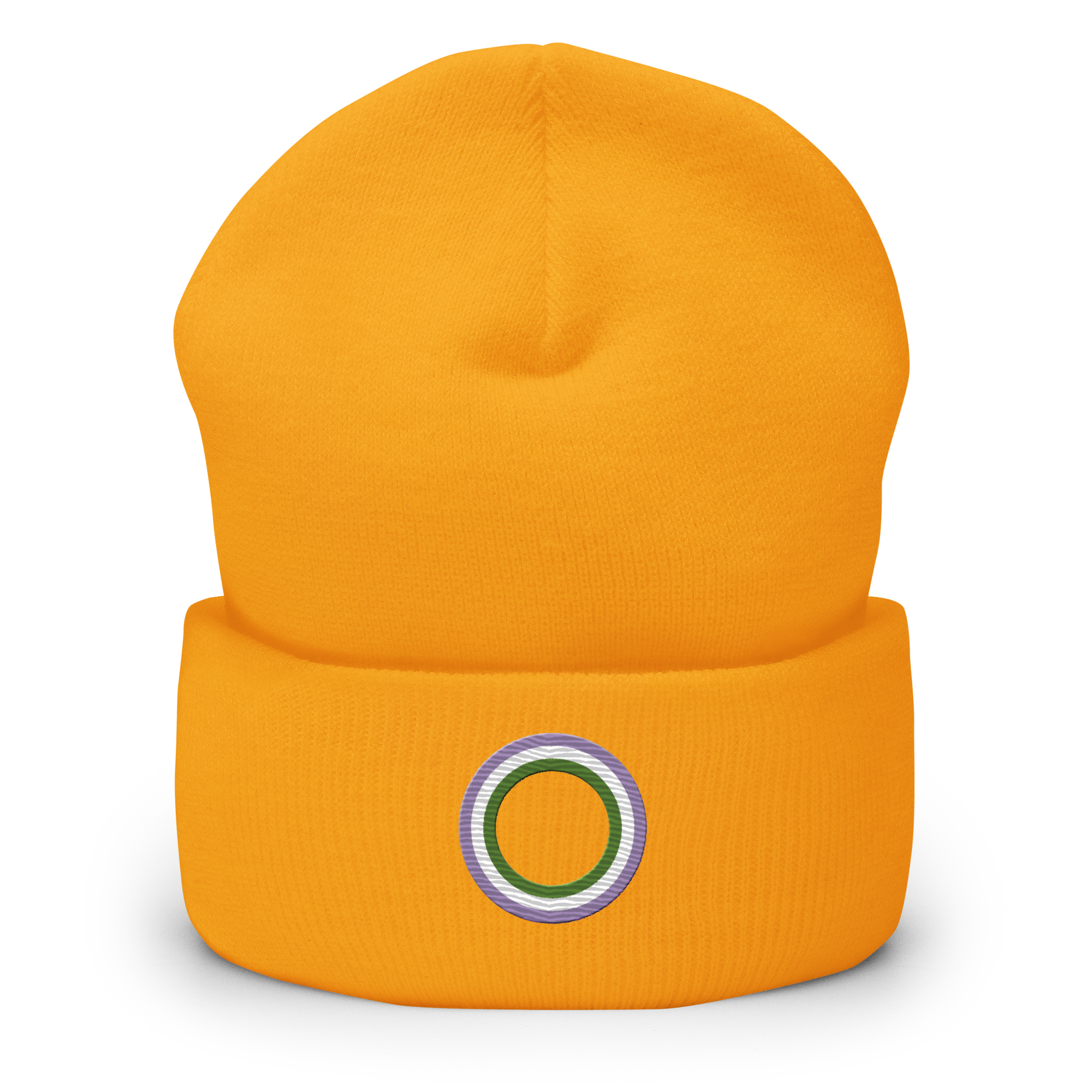 Embroidered Beanie: Genderqueer Pride Ring Emblem Design