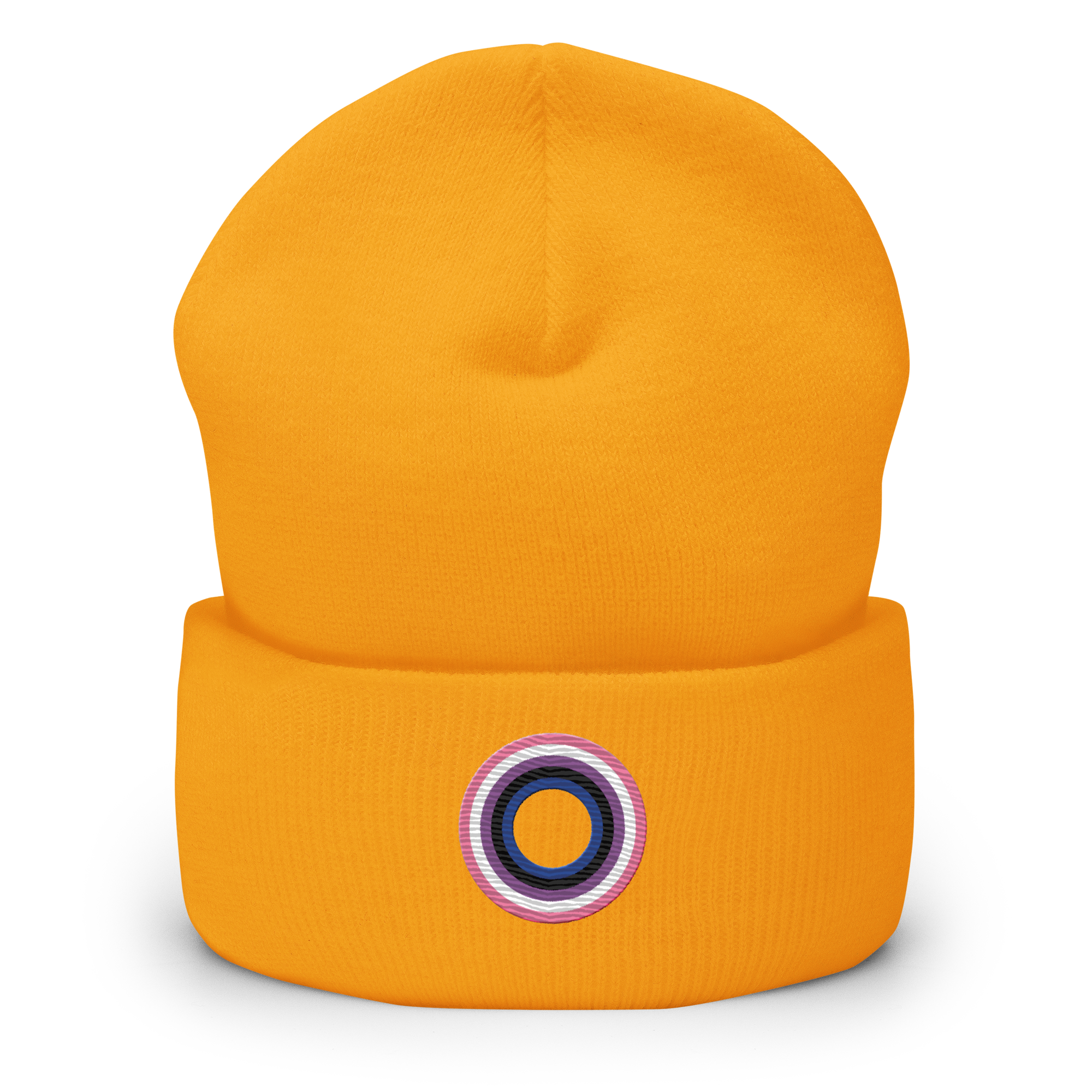 Embroidered Beanie: Genderfluid Pride Ring Emblem Design