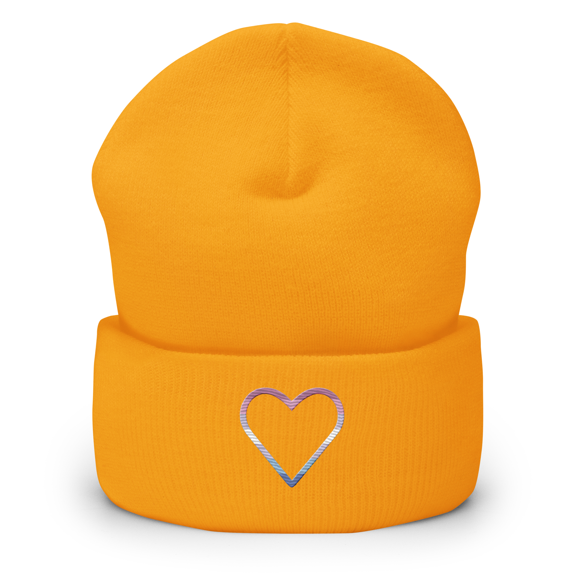 Bigender Heart Beanie: Embroidered Pride Hat
