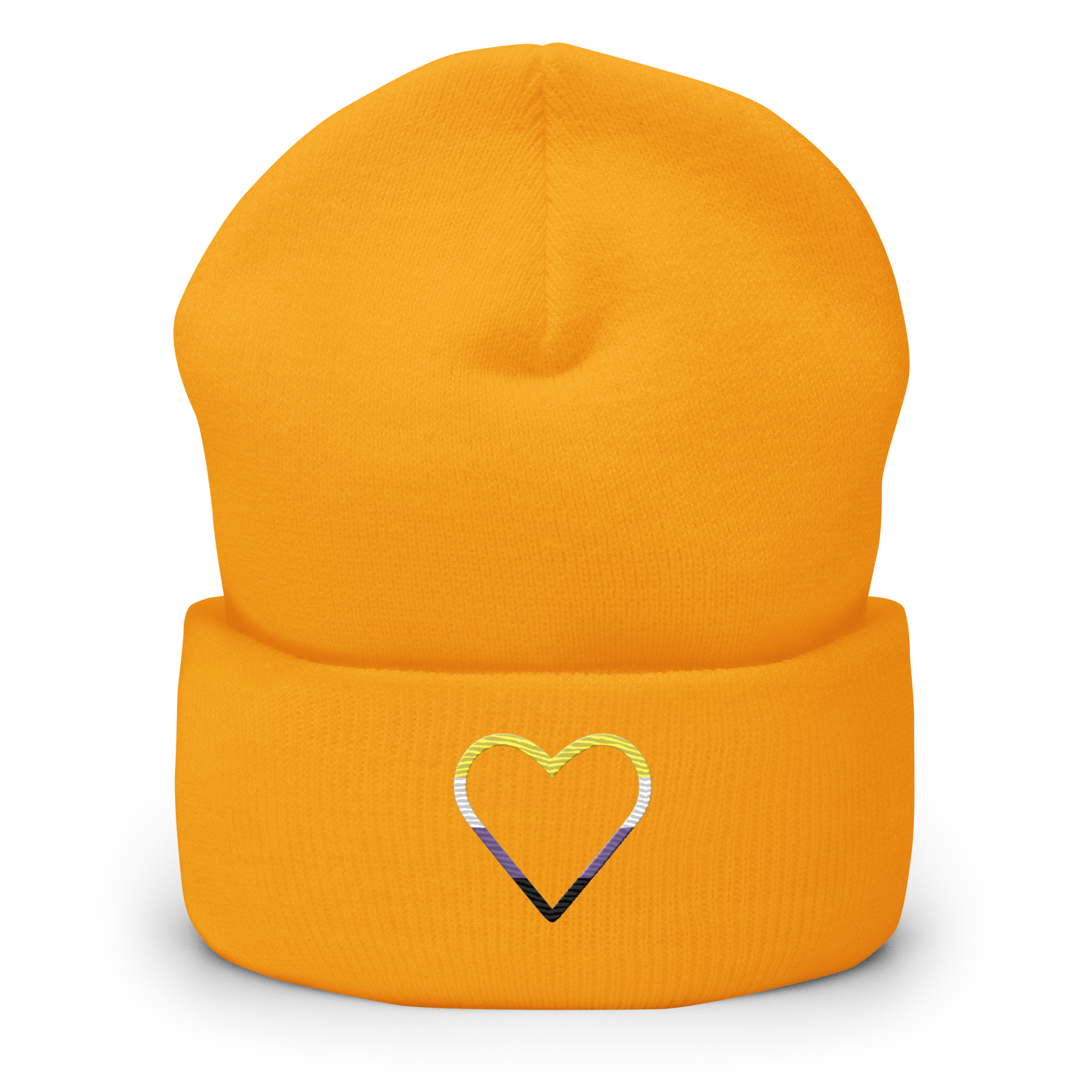 Nonbinary Heart Beanie: Embroidered Pride Hat