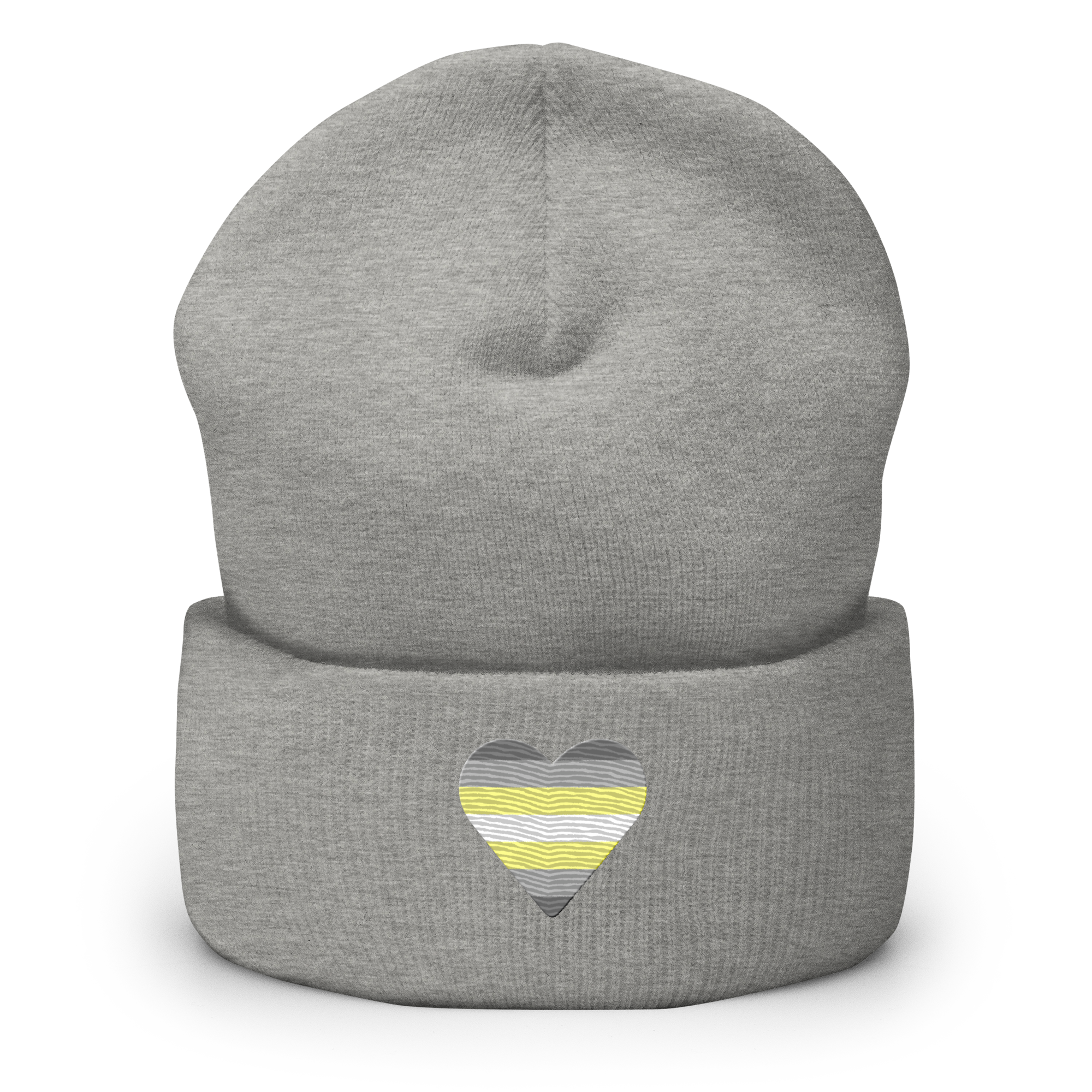 Demigender Flag Embroidered Heart Beanie: Celebratory LGBTQ+ Pride Design