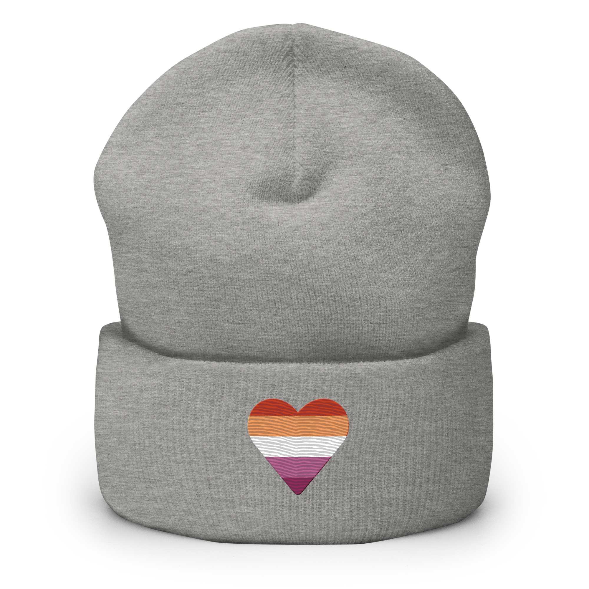 Lesbian Flag Embroidered Heart Beanie: Celebratory LGBTQ+ Pride Design