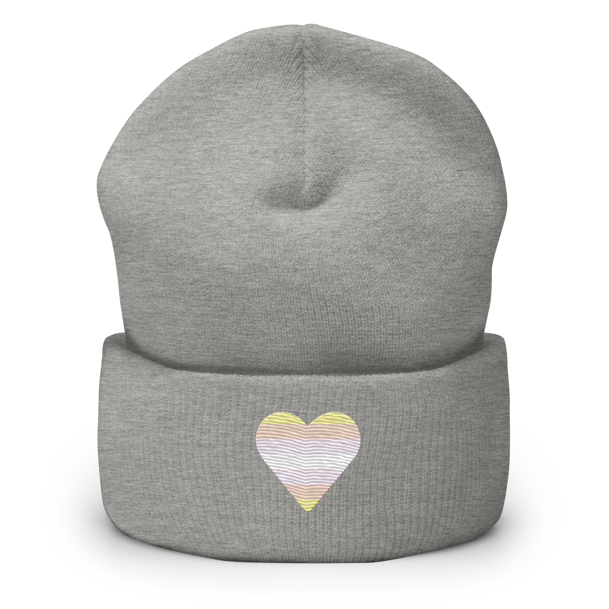 Pangender Flag Embroidered Heart Beanie: Celebratory LGBTQ+ Pride Design