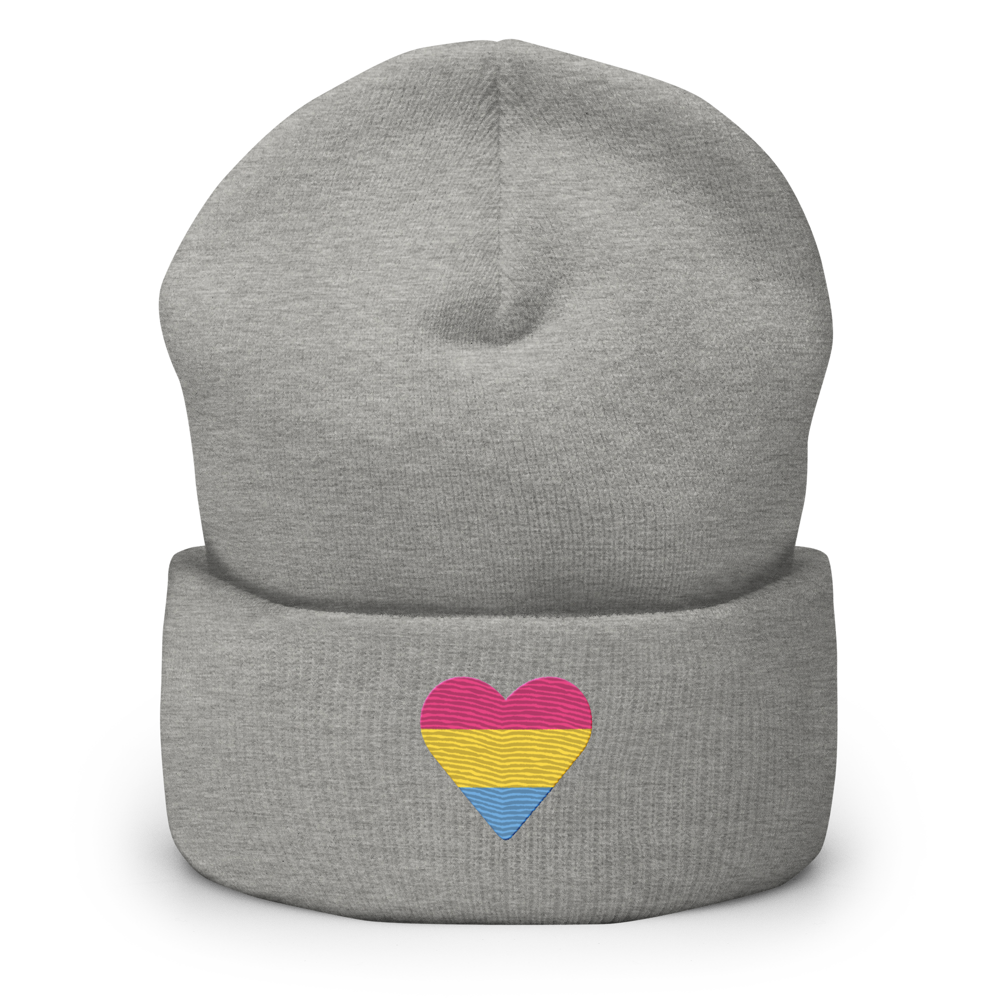 Pansexual Flag Embroidered Heart Beanie: Celebratory LGBTQ+ Pride Design