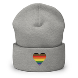 Philly Pride Flag Embroidered Heart Beanie: Celebratory LGBTQ+ Pride Design