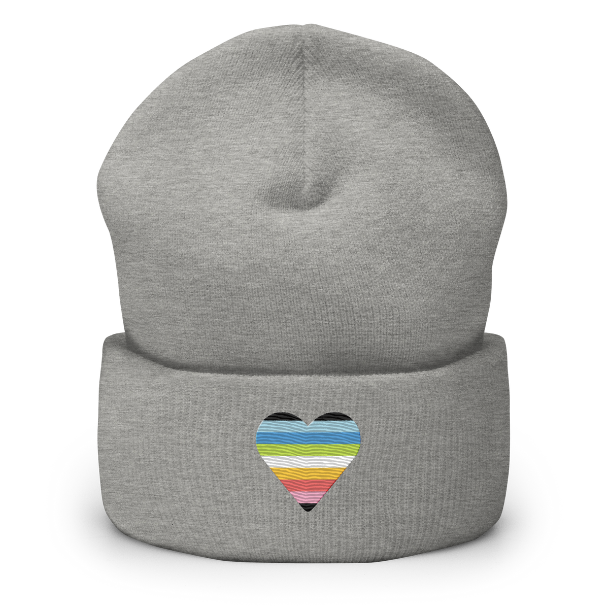 Queer Flag Embroidered Heart Beanie: Celebratory LGBTQ+ Pride Design