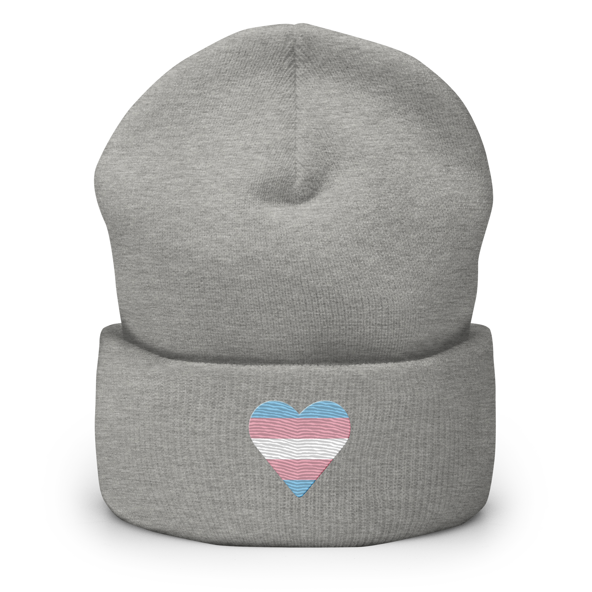 Transgender Flag Embroidered Heart Beanie: Celebratory LGBTQ+ Pride Design
