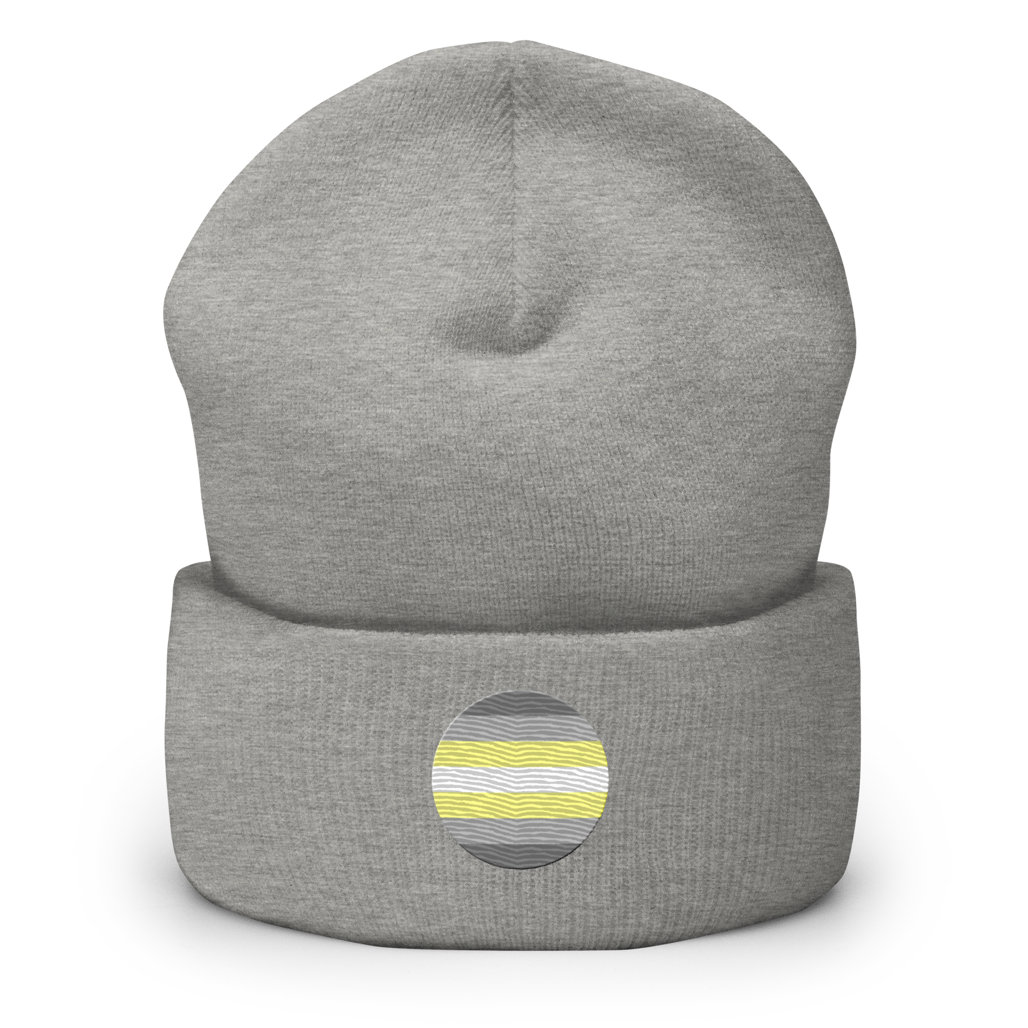 Demigender Flag Embroidered Circle Beanie: Celebratory LGBTQ+ Pride Design