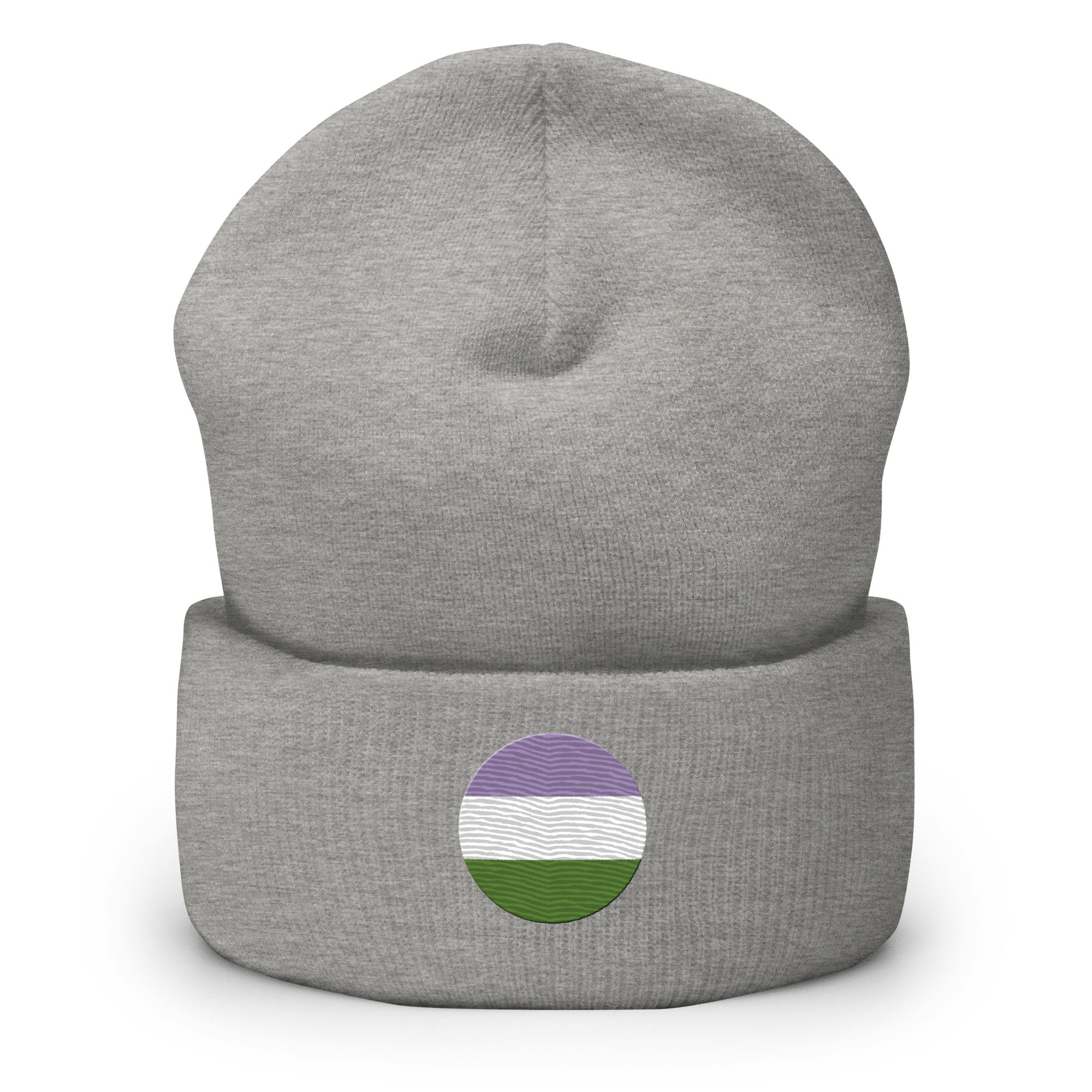 Genderqueer Flag Embroidered Circle Beanie: Celebratory LGBTQ+ Pride Design