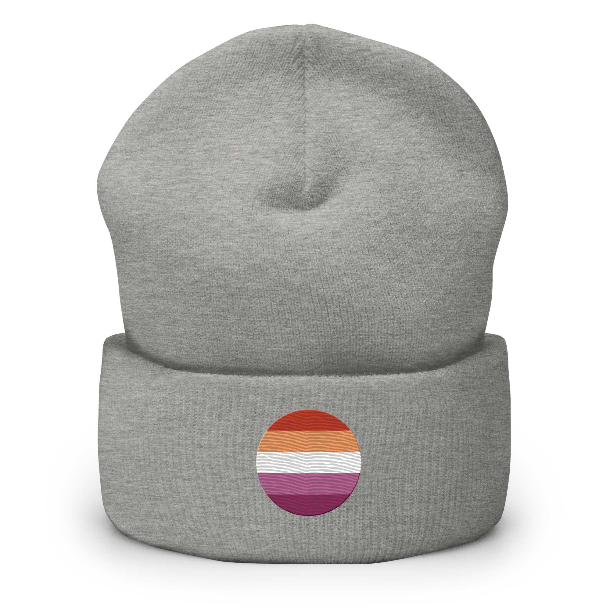 Lesbian Flag Embroidered Circle Beanie: Celebratory LGBTQ+ Pride Design