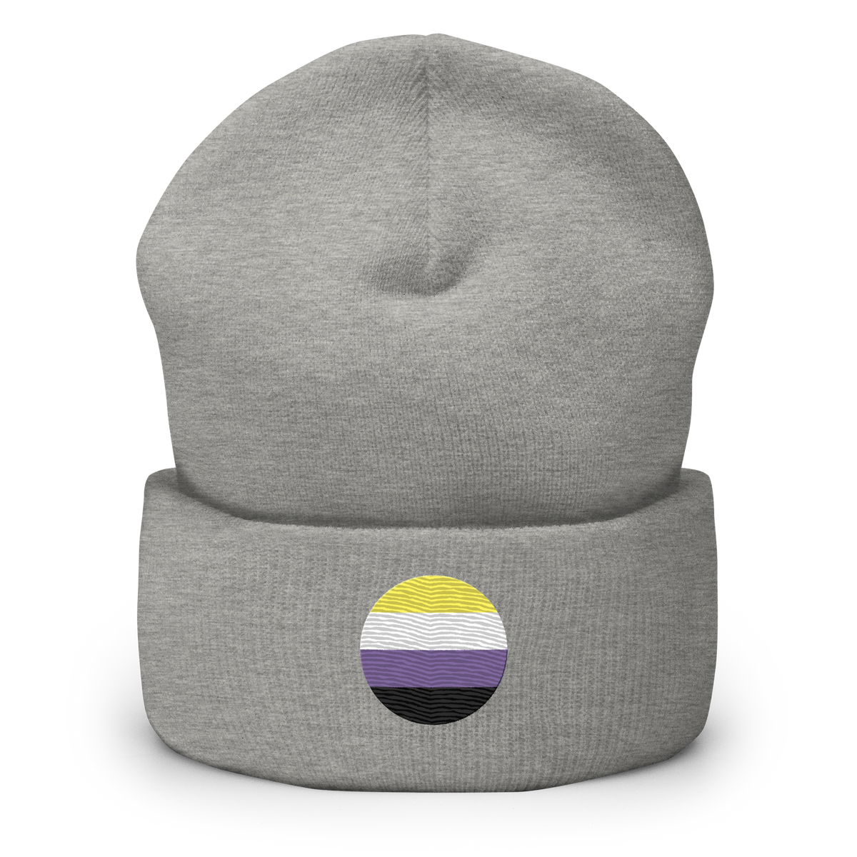 Nonbinary Flag Embroidered Circle Beanie: Celebratory LGBTQ+ Pride Design