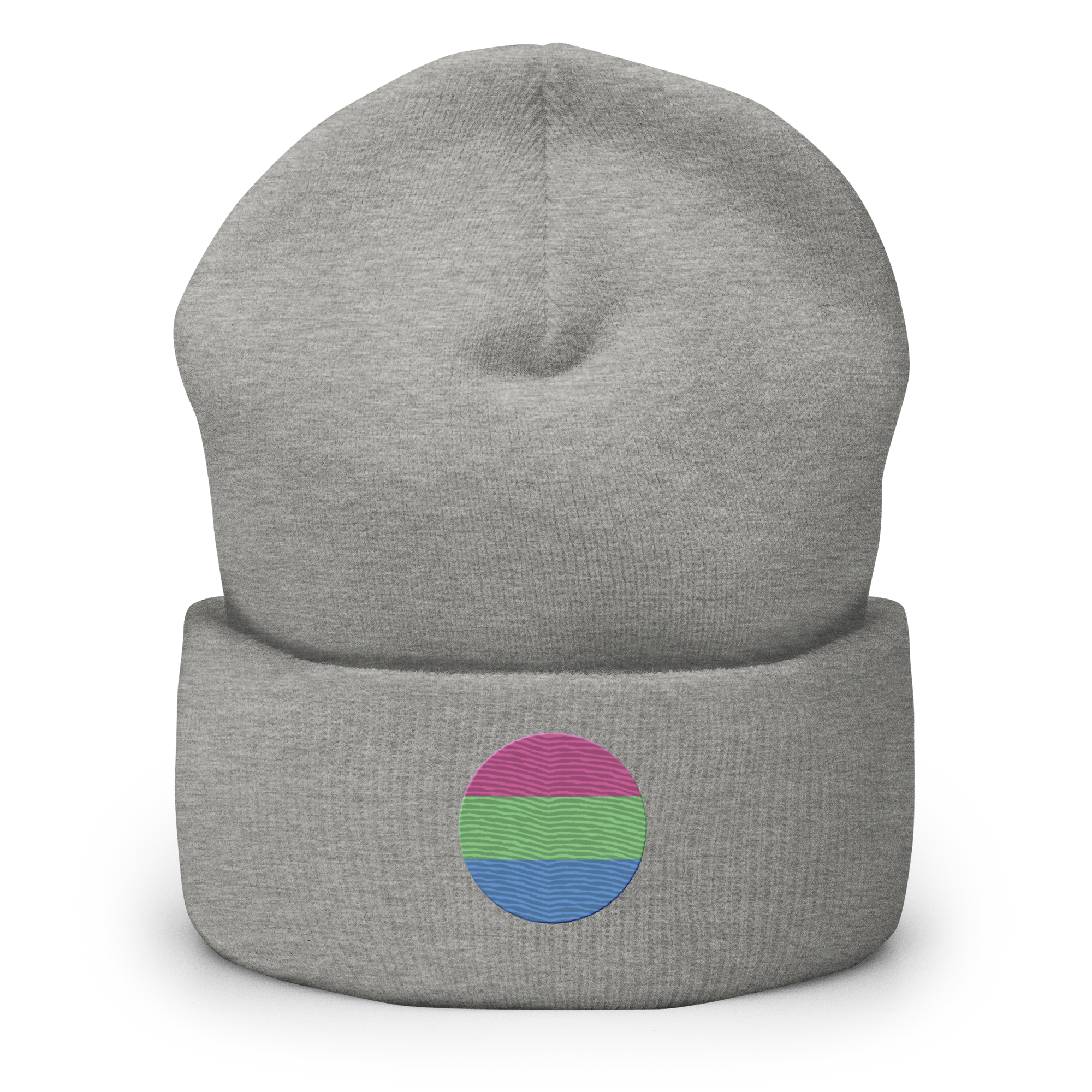 Polysexual Flag Embroidered Circle Beanie: Celebratory LGBTQ+ Pride Design