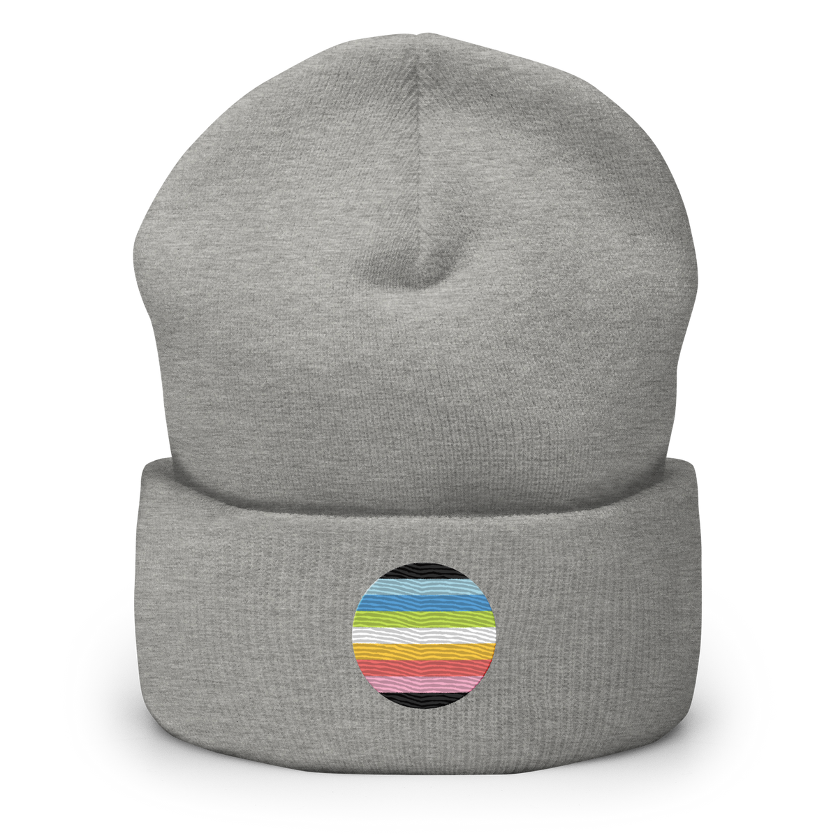 Queer Flag Embroidered Circle Beanie: Celebratory LGBTQ+ Pride Design