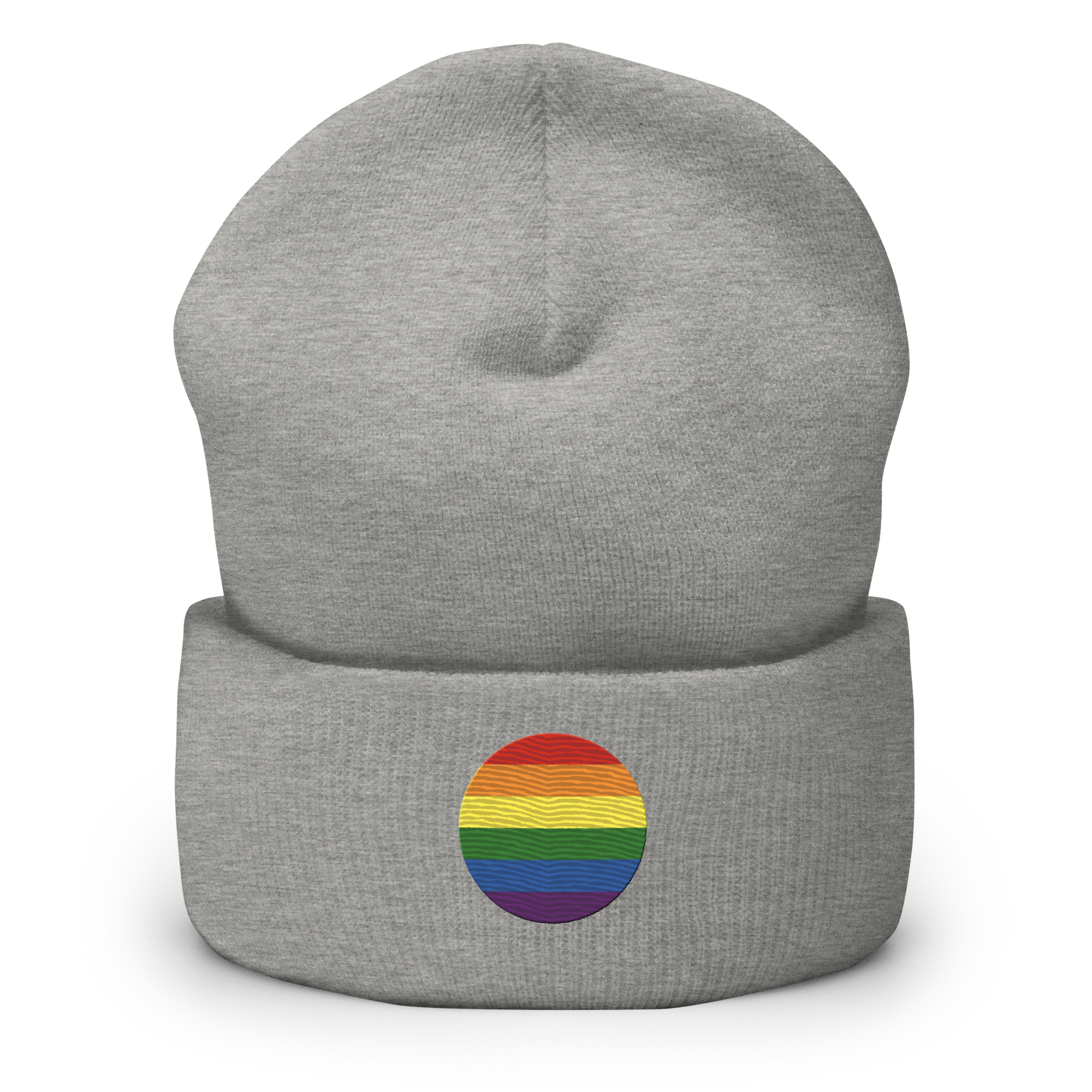 Pride Flag Embroidered Circle Beanie: Celebratory LGBTQ+ Pride Design