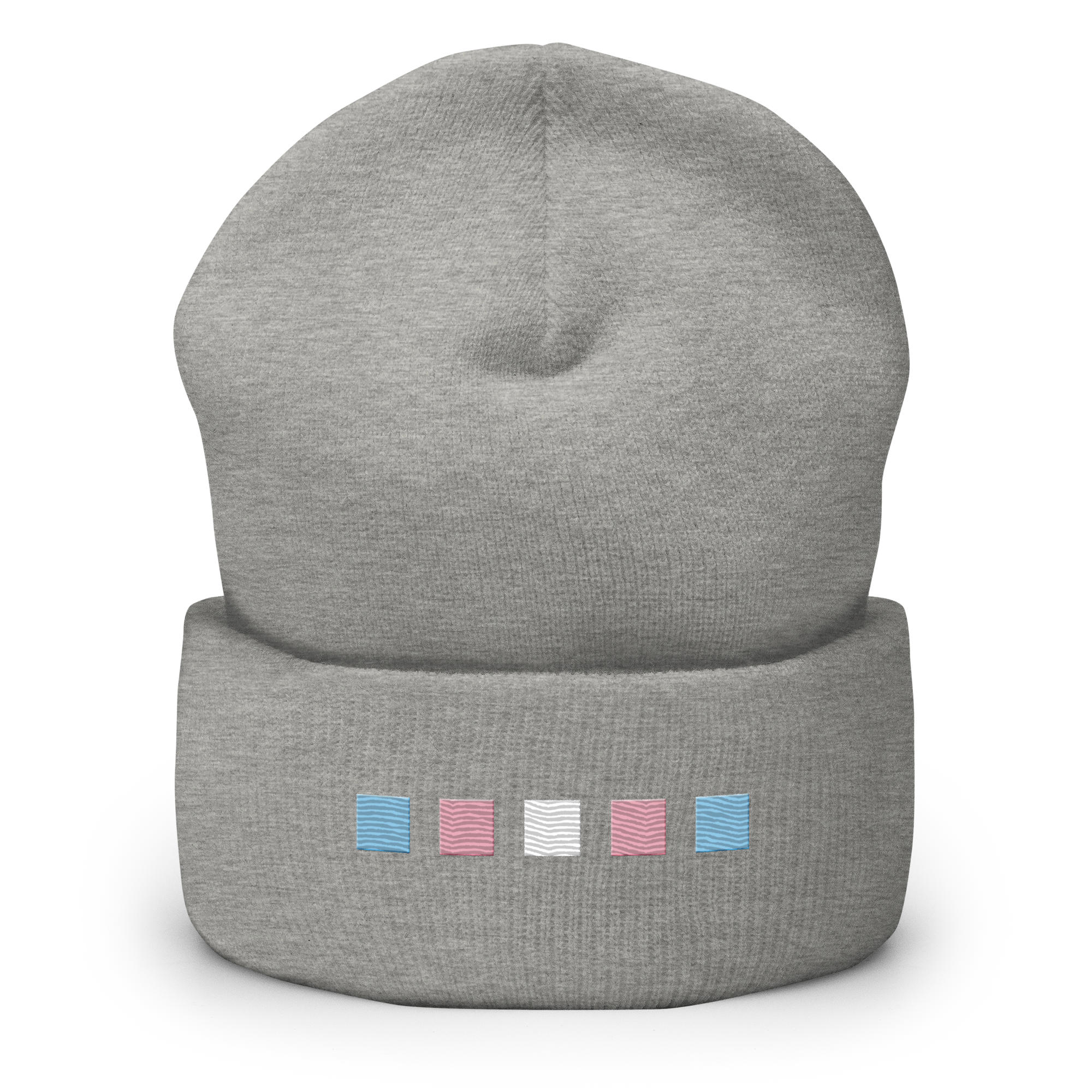 Embroidered Transgender Beanie: Pride Flag Horizontal Square Design