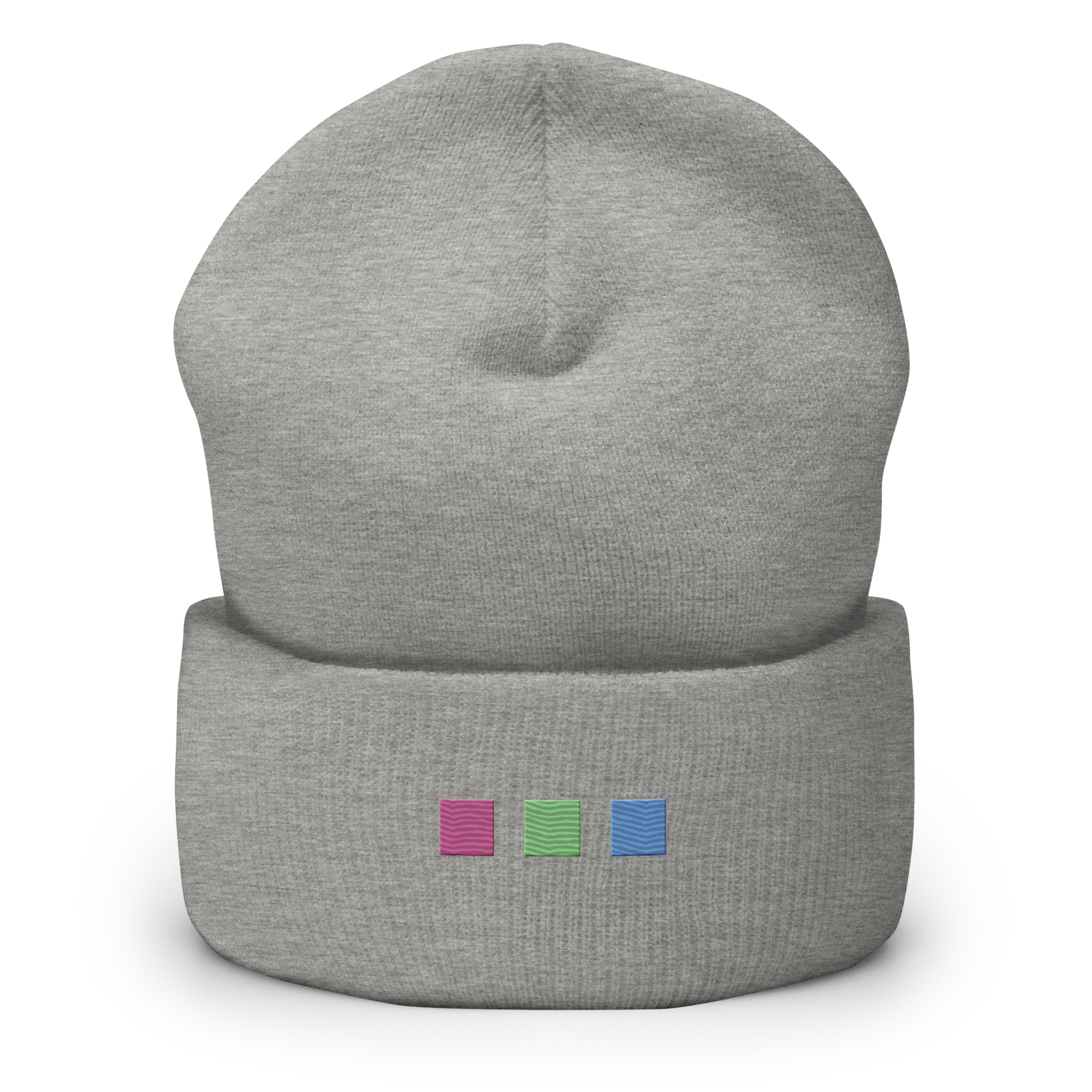 Embroidered Polysexual Beanie: Pride Flag Horizontal Square Design